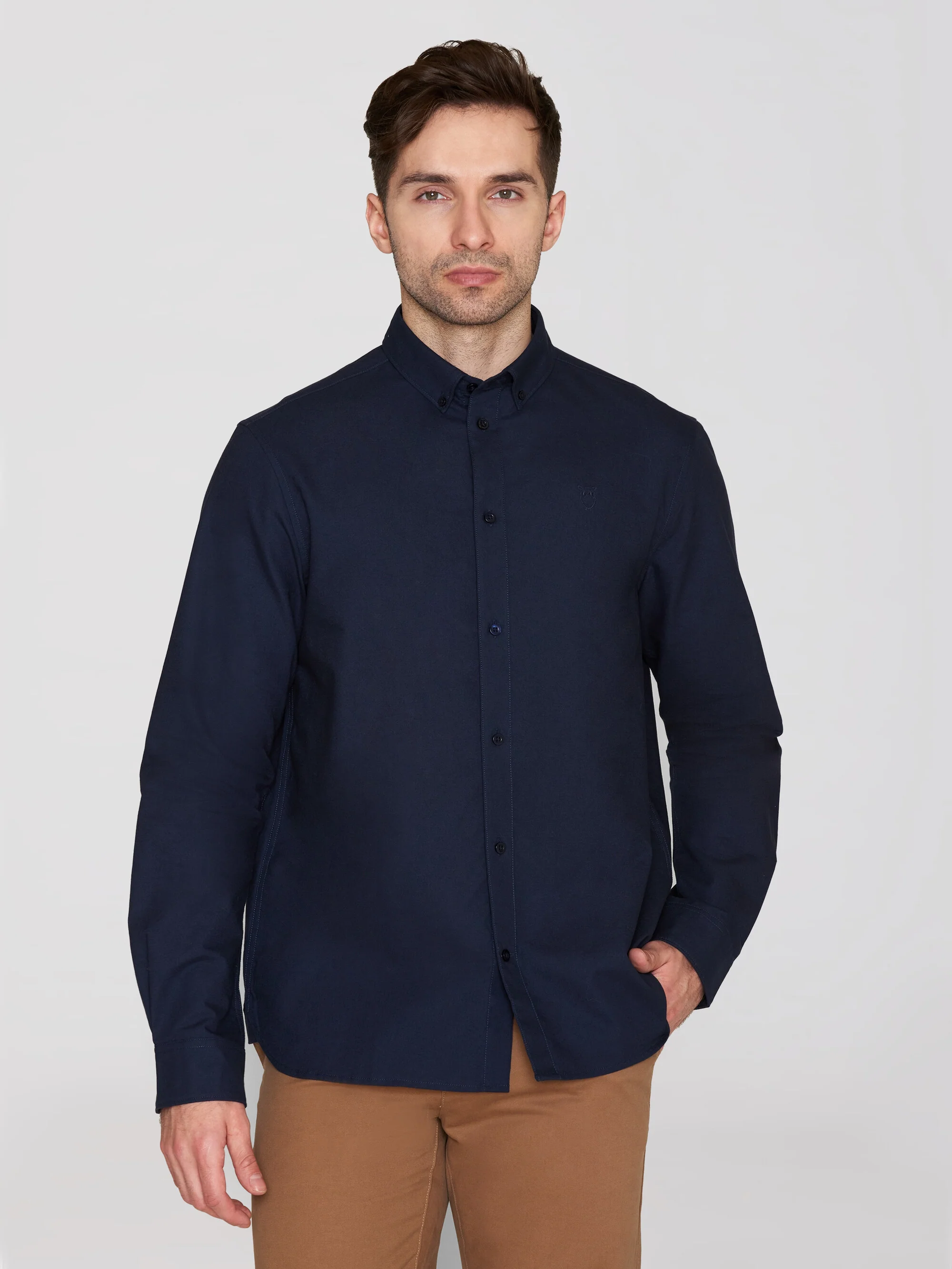Harald Small Owl Oxford Regular Fit Shirt - GOTS/Vegan - Total Eclipse - Image 2