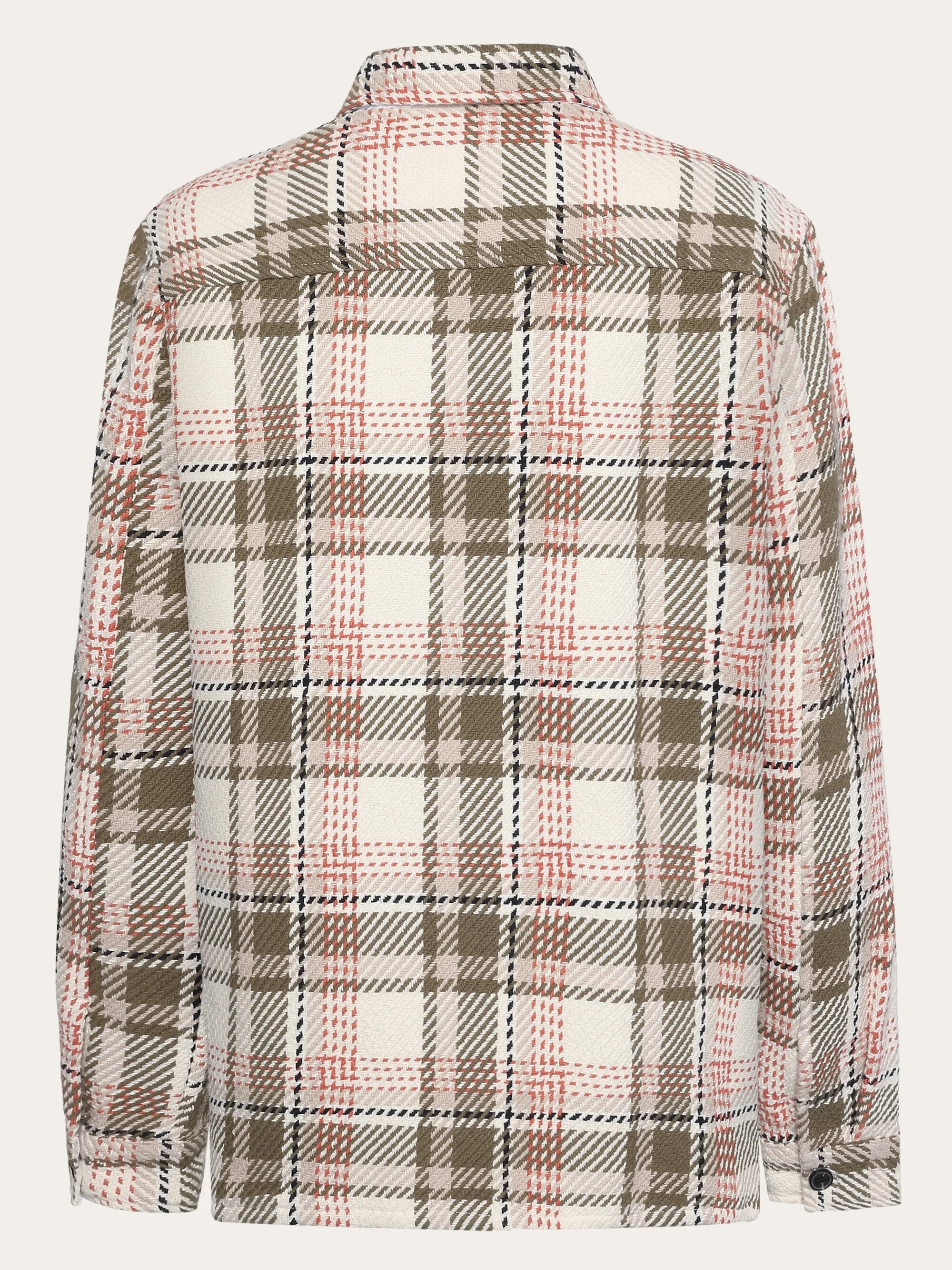 Heavy flannel checked overshirt - GOTS/Vegan - Creme check - Image 3