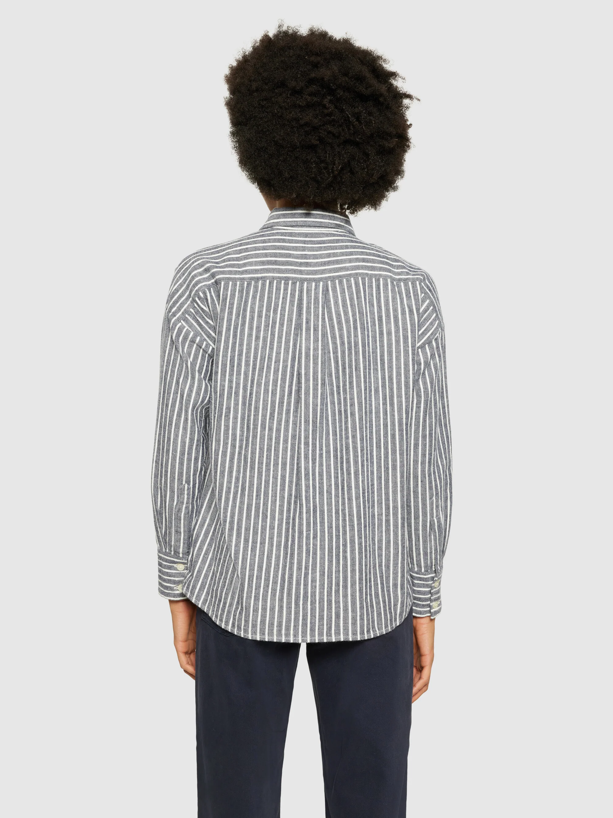 Heavy flannel stripe shirt - GOTS/Vegan - Total Eclipse - Image 3
