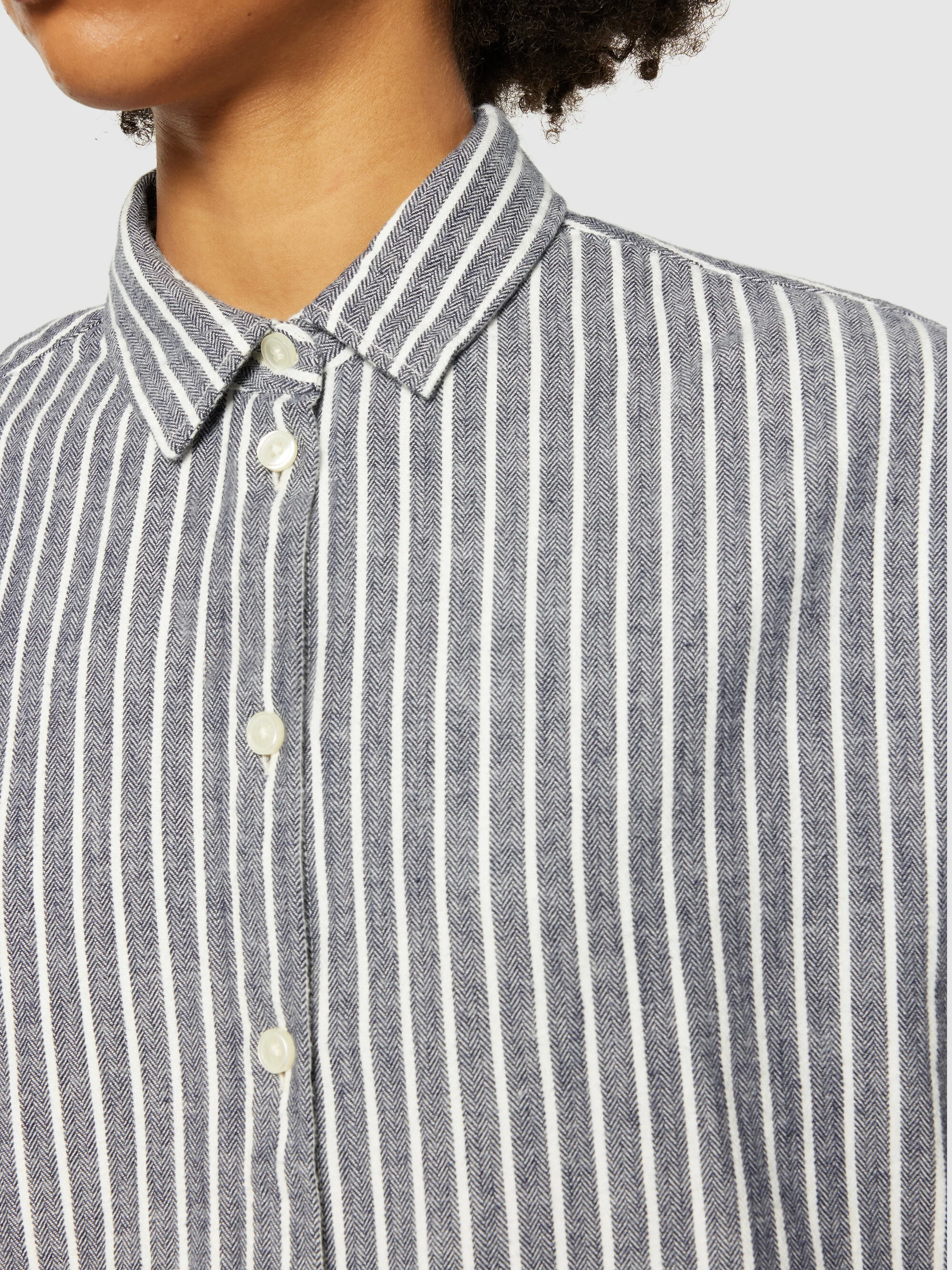 Heavy flannel stripe shirt - GOTS/Vegan - Total Eclipse - Image 5
