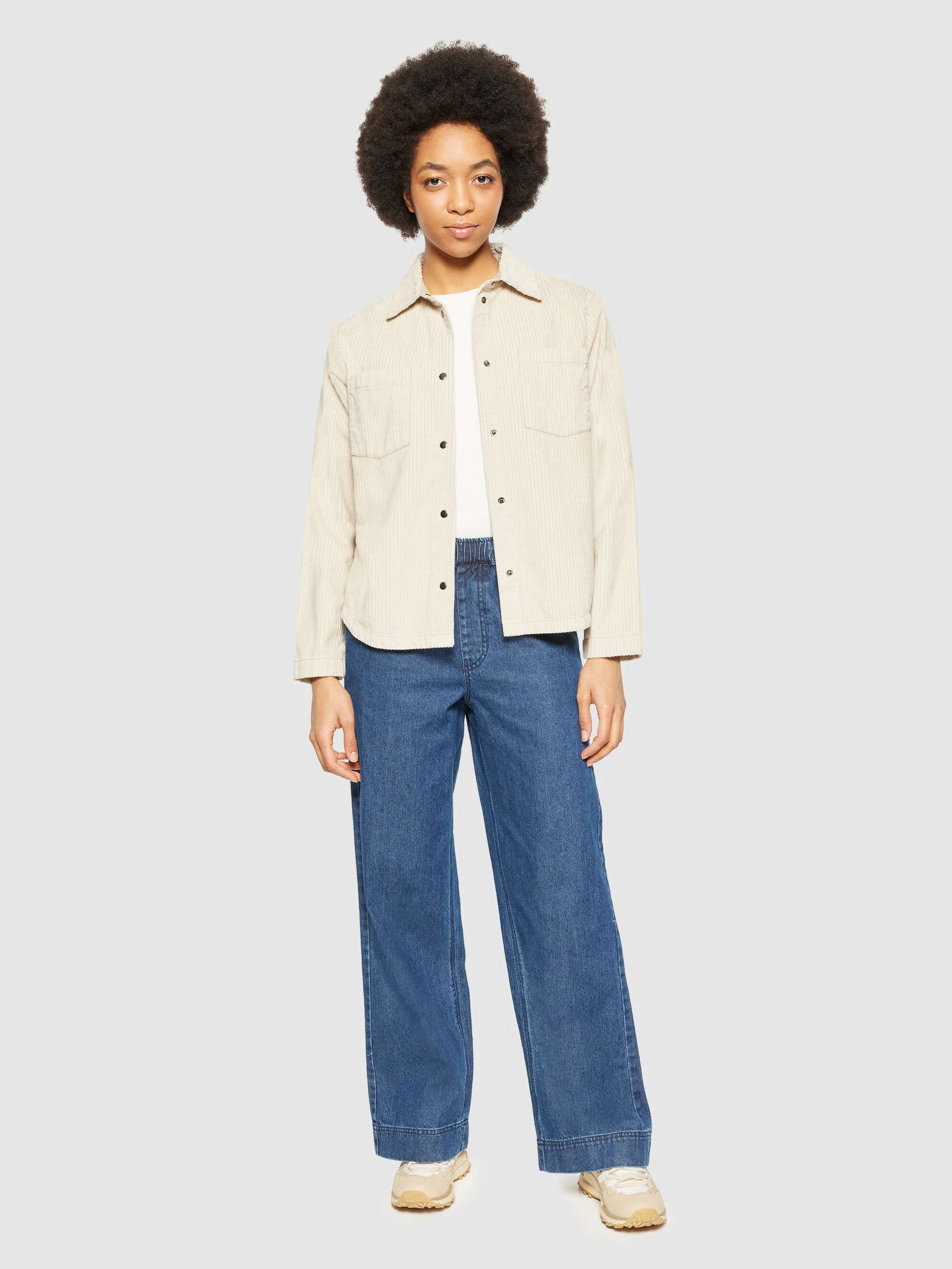 Irregular corduroy overshirt- GOTS/Vegan - Light feather gray - Image 4