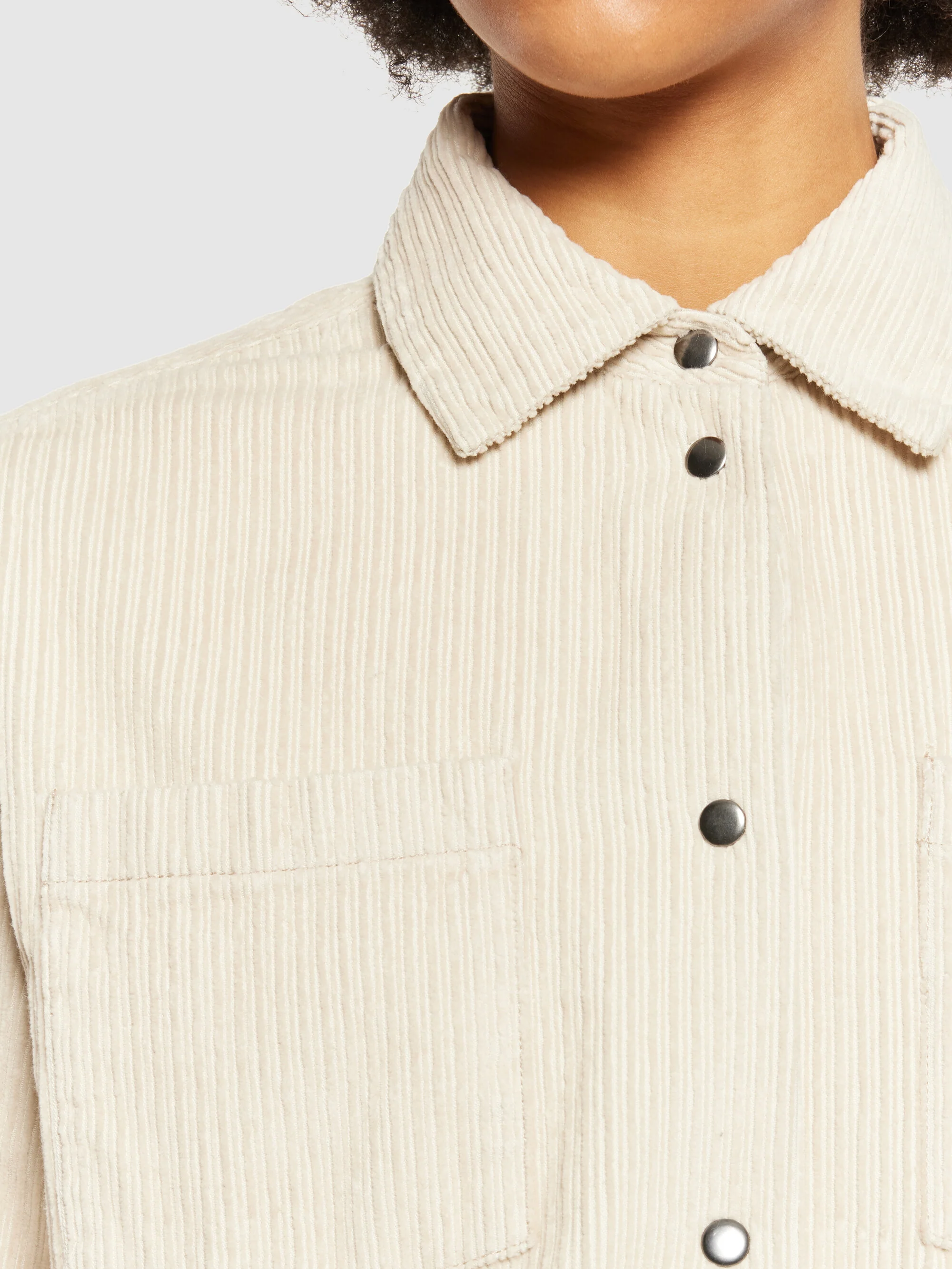 Irregular corduroy overshirt- GOTS/Vegan - Light feather gray - Image 5
