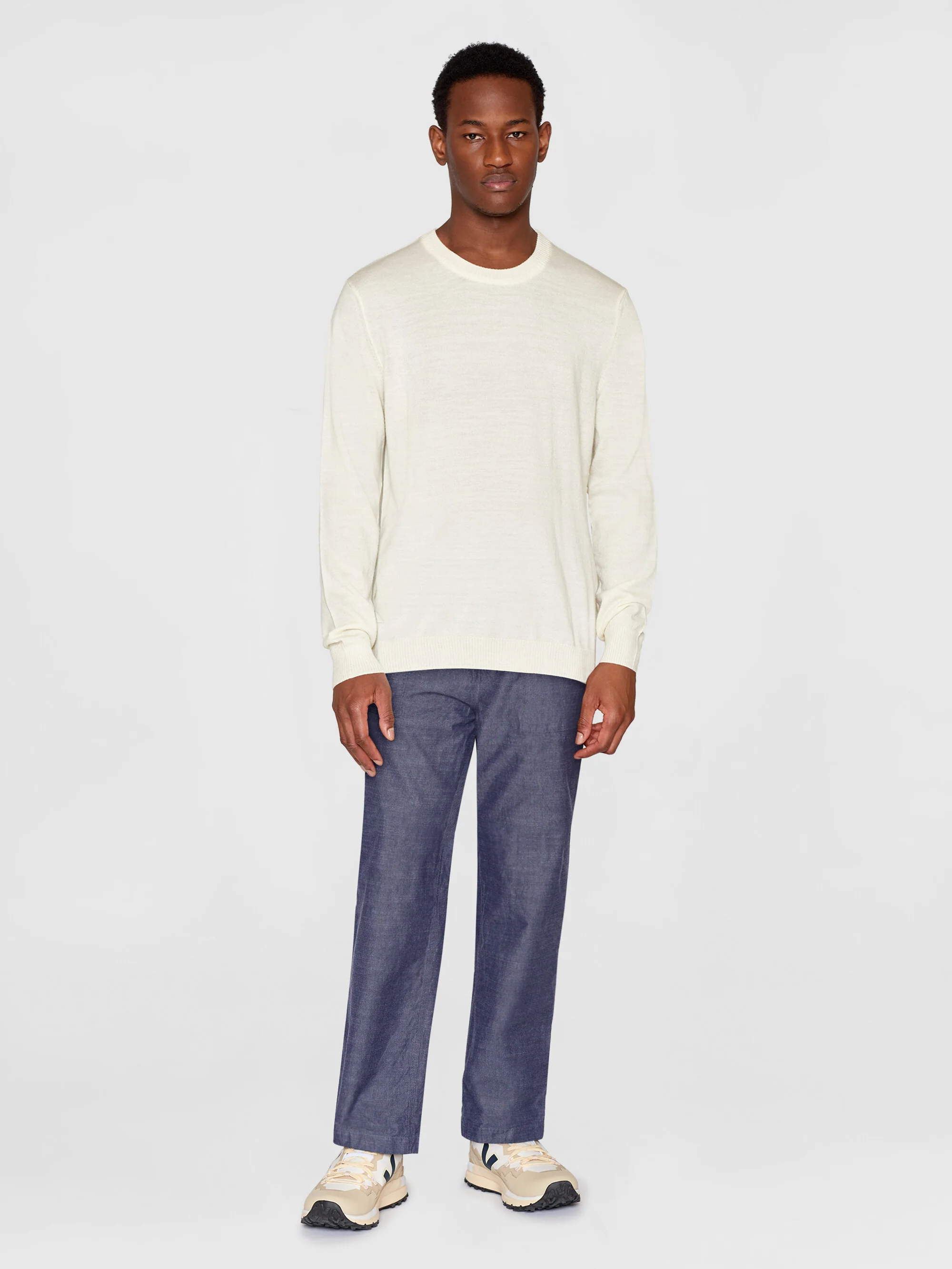 Merino crew neck core sweater - Egret - Image 4