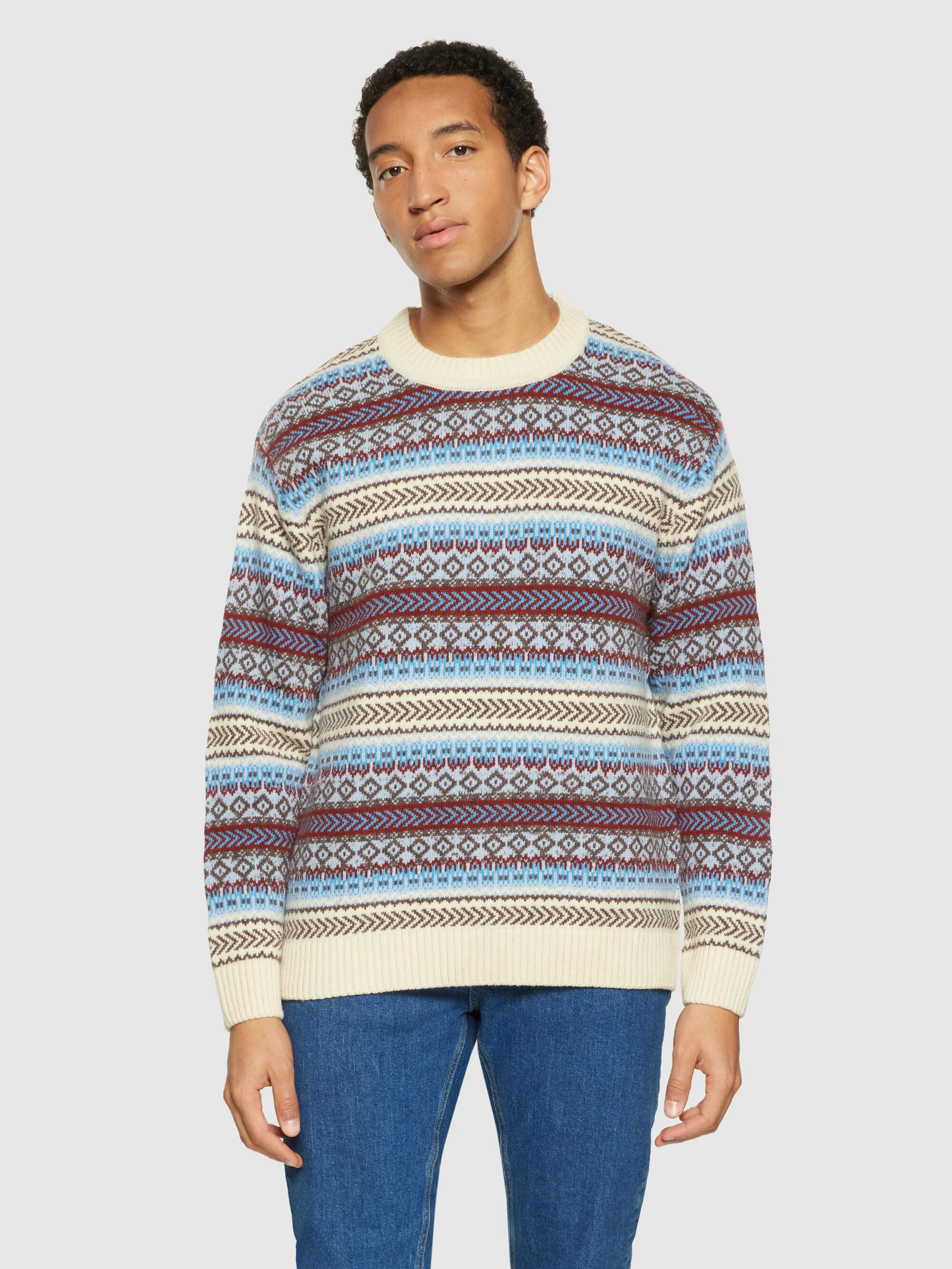 Knitted Fair Isle crew neck - RWS - Multi color stripe - Image 2