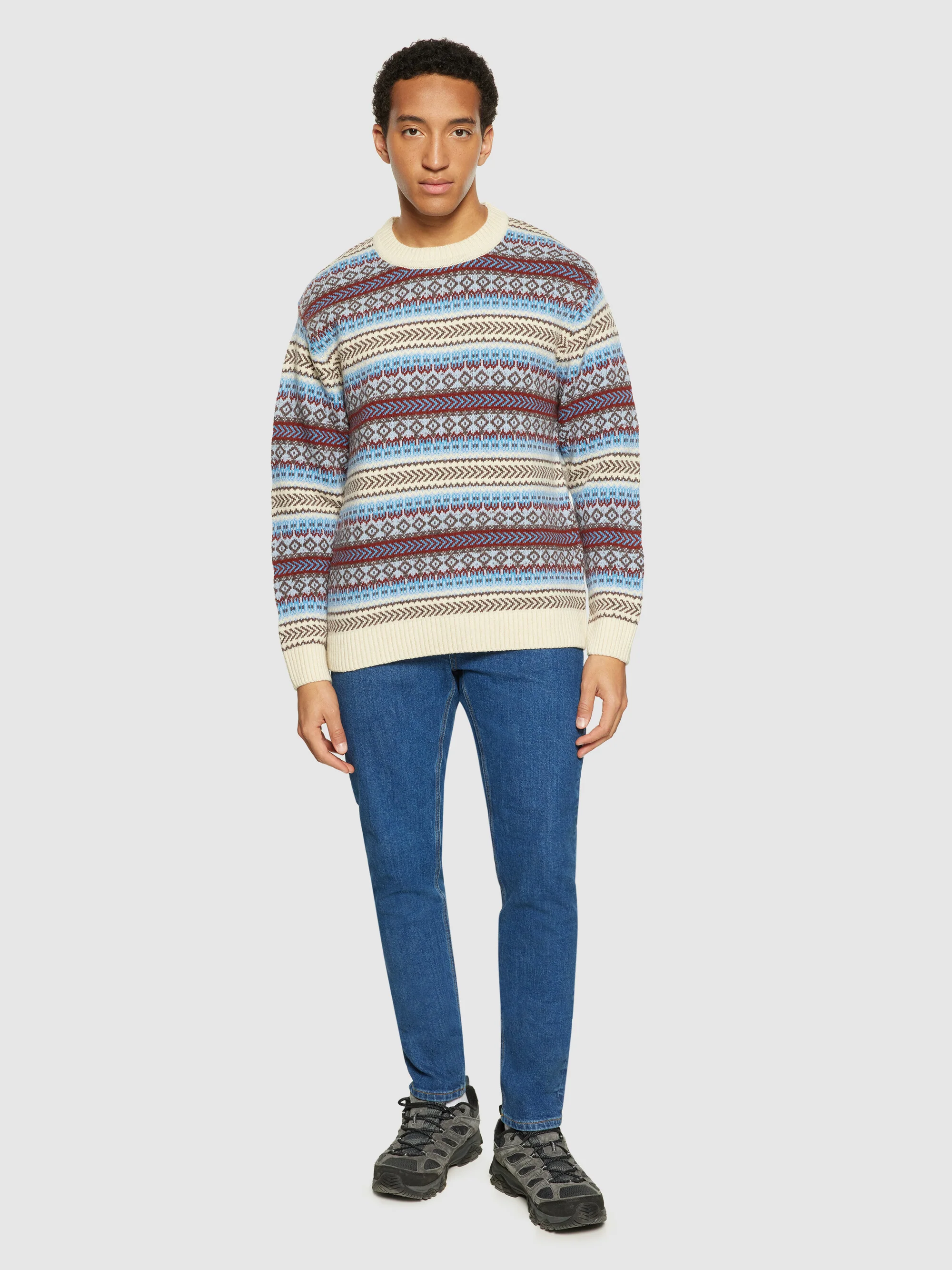 Knitted Fair Isle crew neck - RWS - Multi color stripe - Image 4