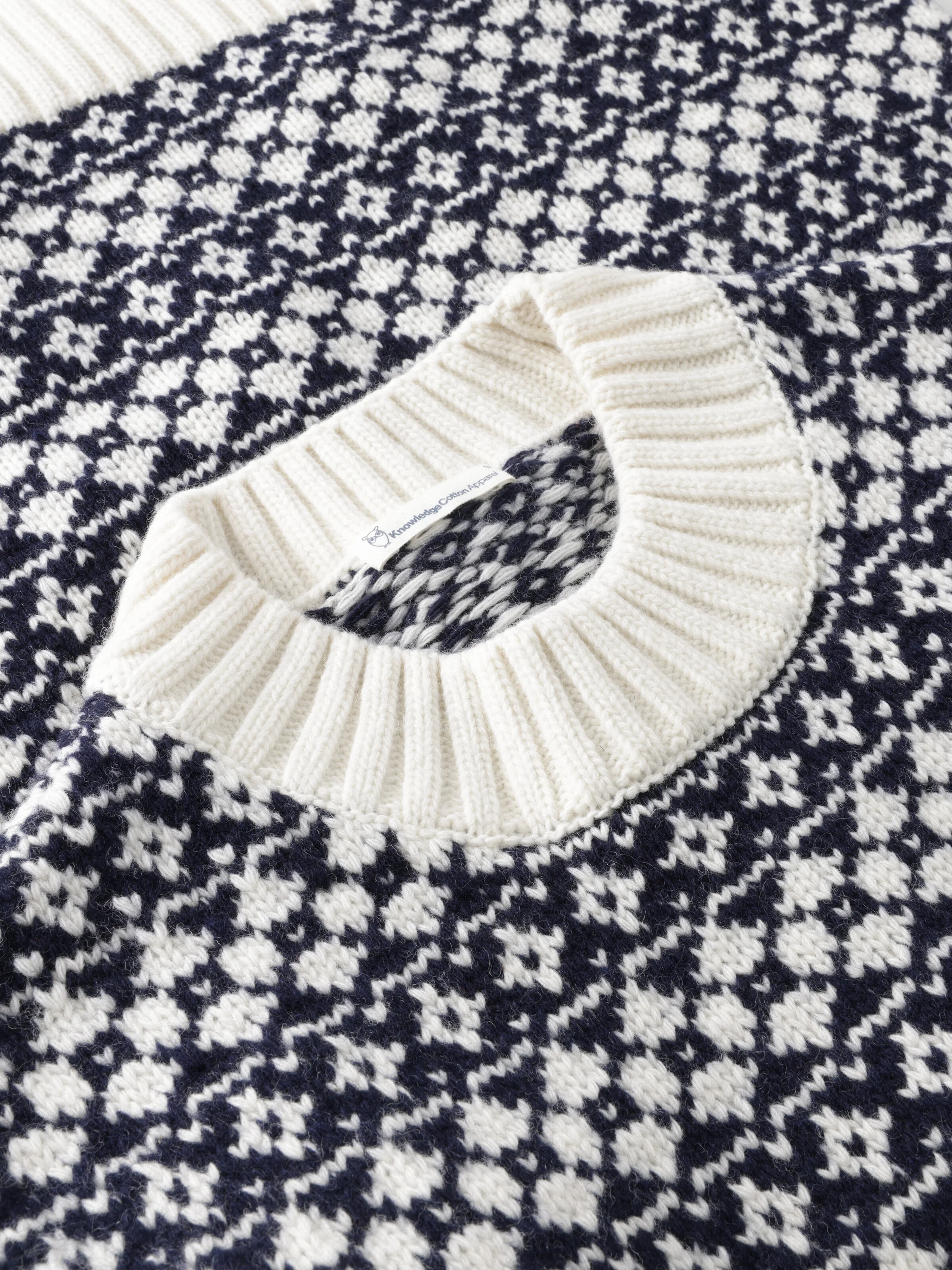 Lambswool Crew Neck Knit RWS - Blue stripe - Image 4