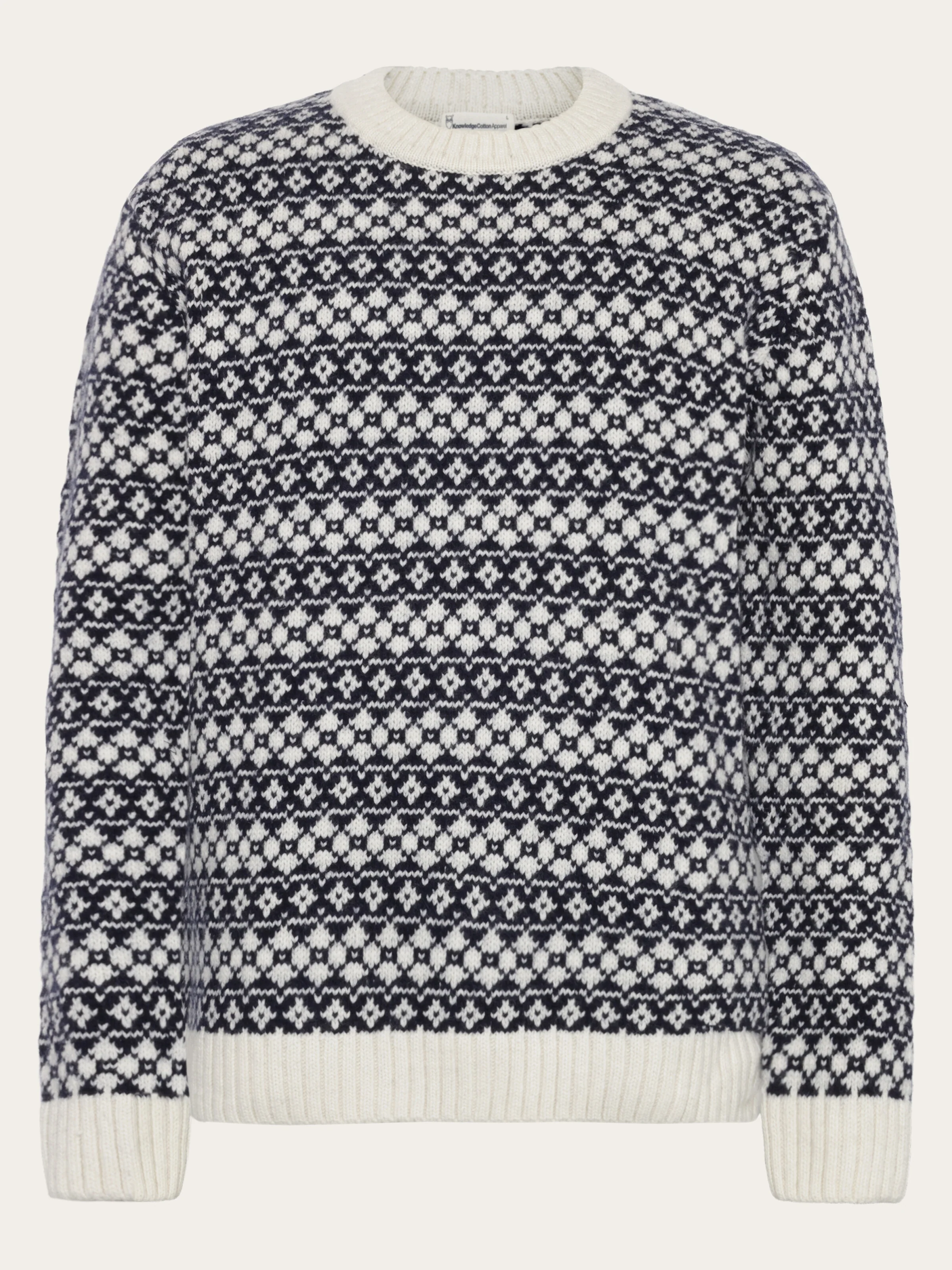 Lambswool Crew Neck Knit RWS - Blue stripe