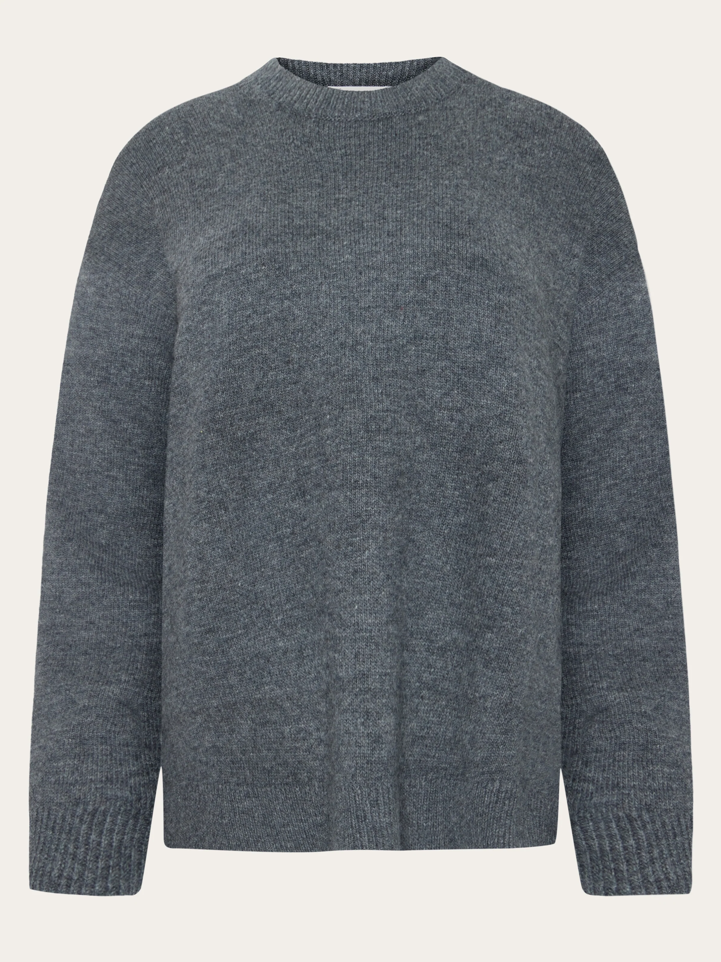 Lambswool crew neck sweater - Dark Grey Melange