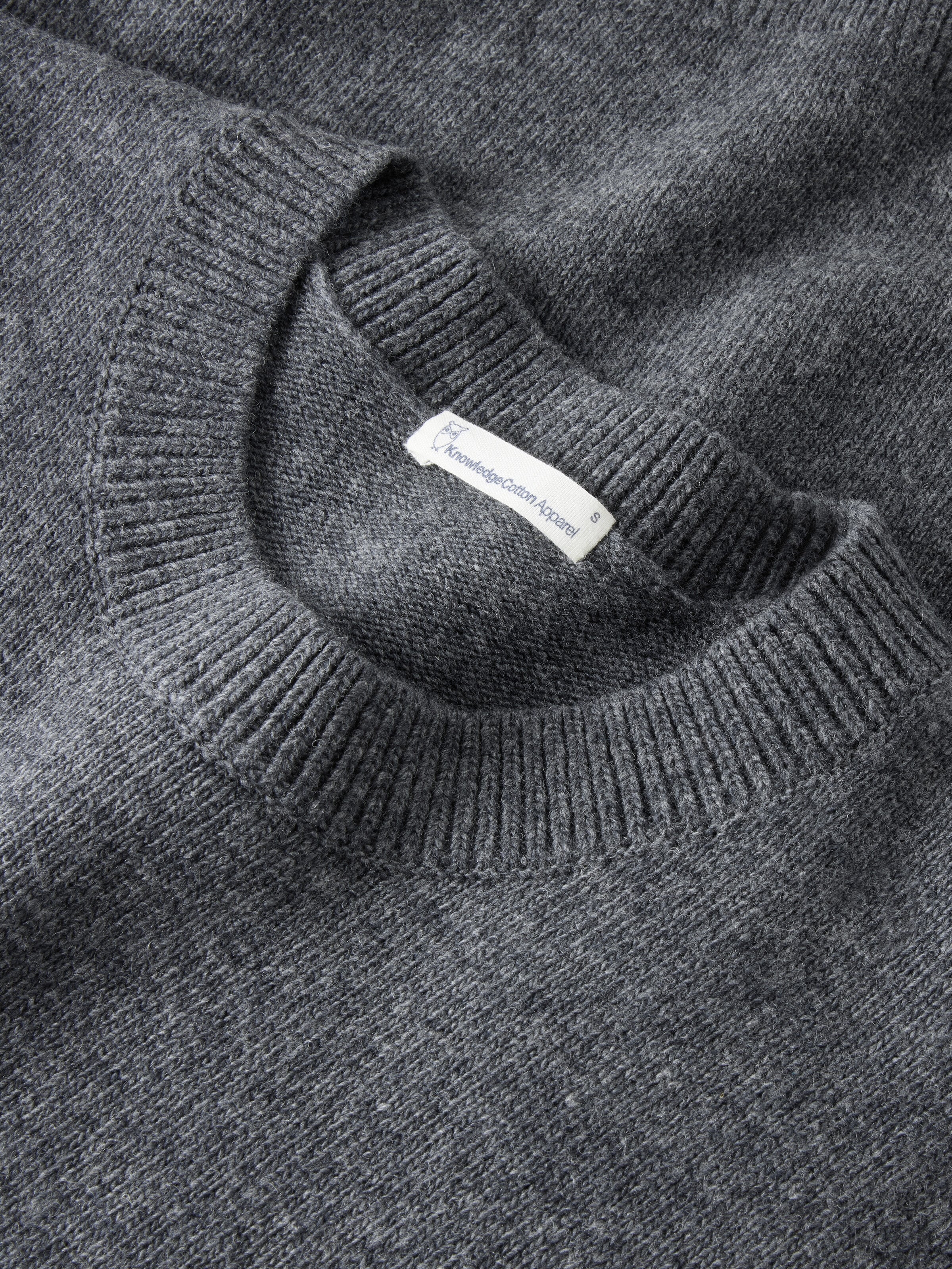 Lambswool crew neck sweater - Dark Grey Melange - Image 3