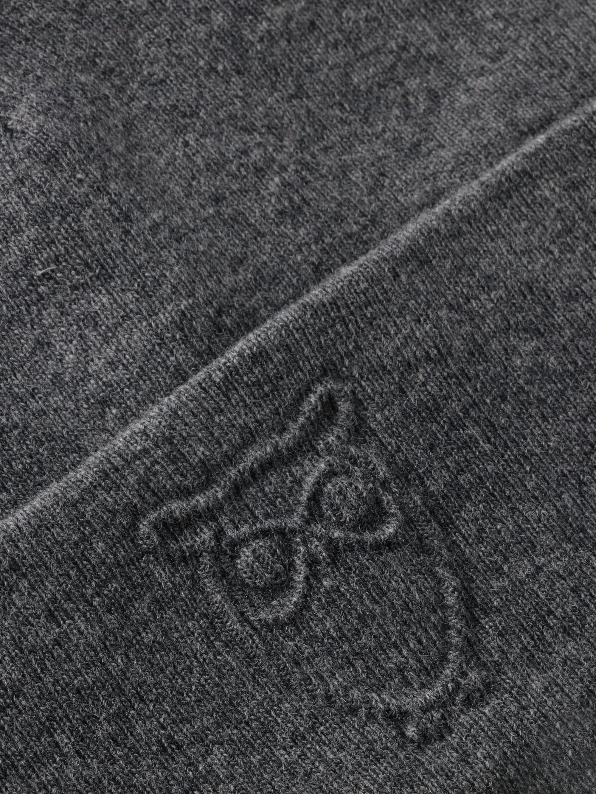 Lambswool Logo Embossed Beanie RWS - Dark Grey Melange - Image 2