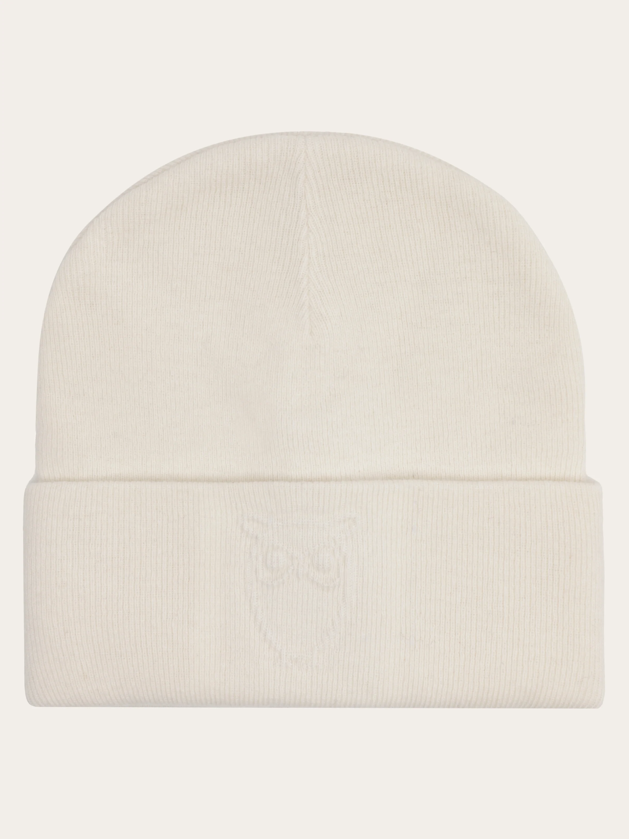 Lambswool Logo Embossed Beanie RWS - Egret
