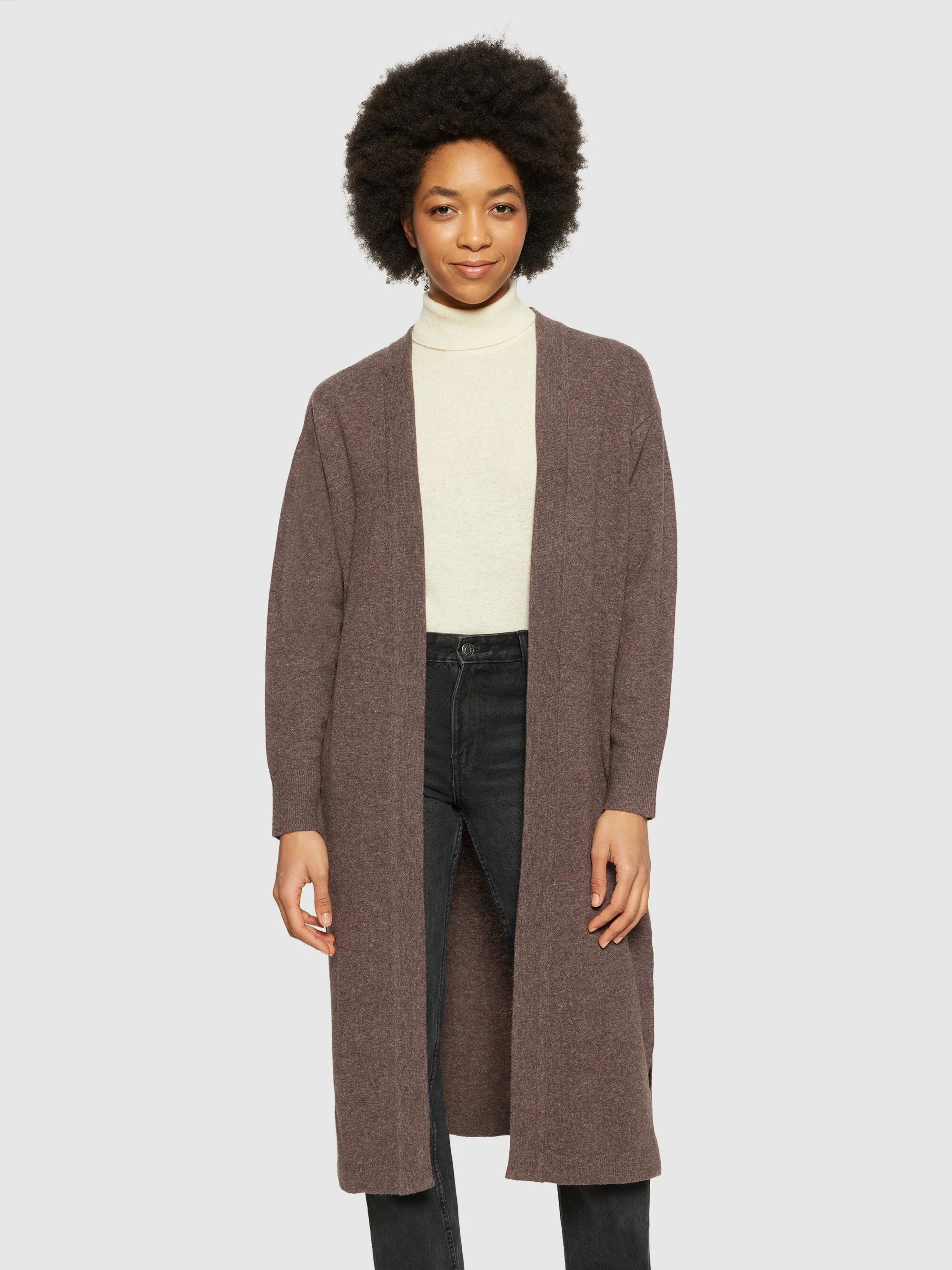 Lambswool long cardigan - RWS - Demitasse (brown) - Image 2