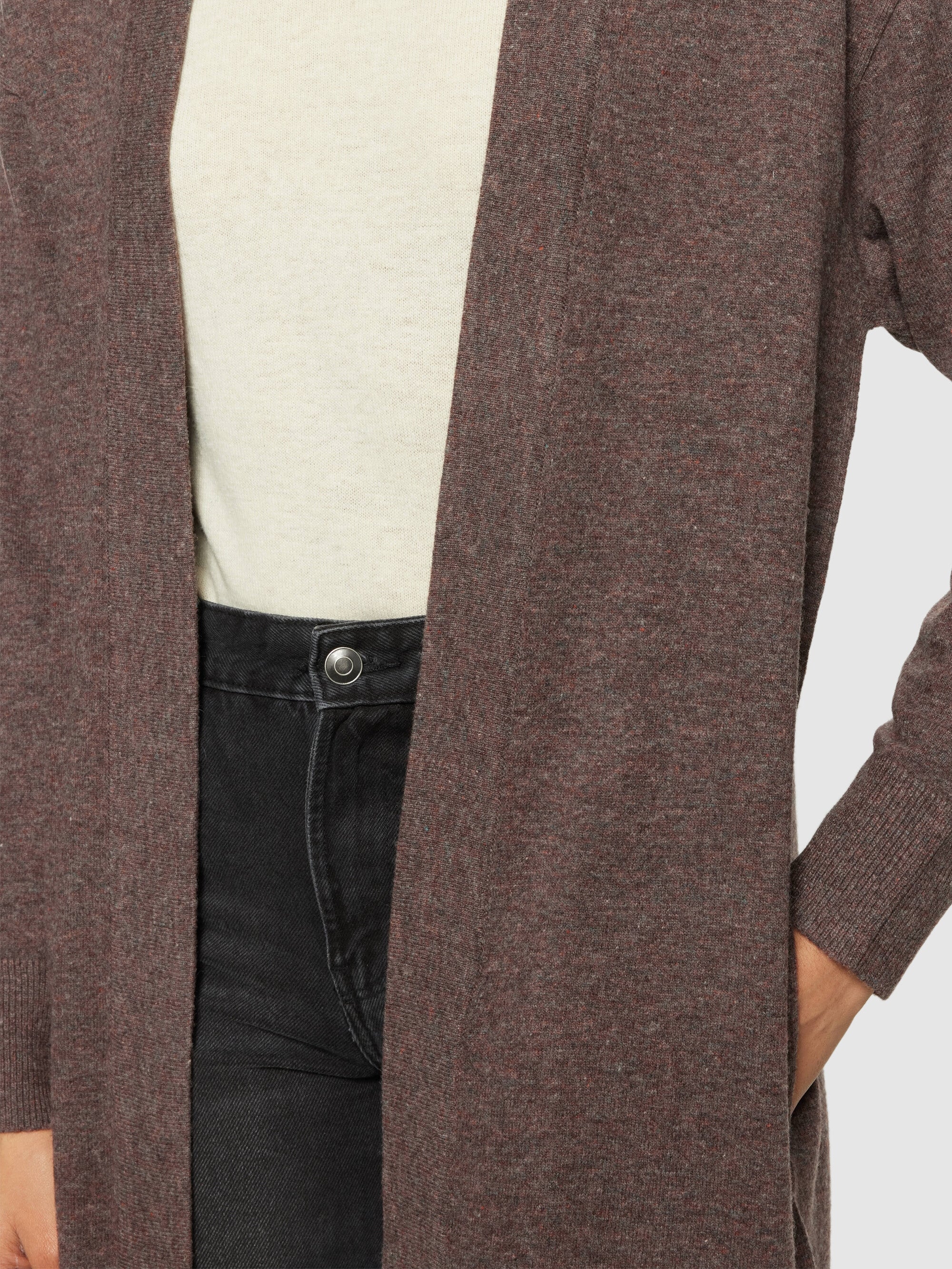 Lambswool long cardigan - RWS - Demitasse (brown) - Image 5