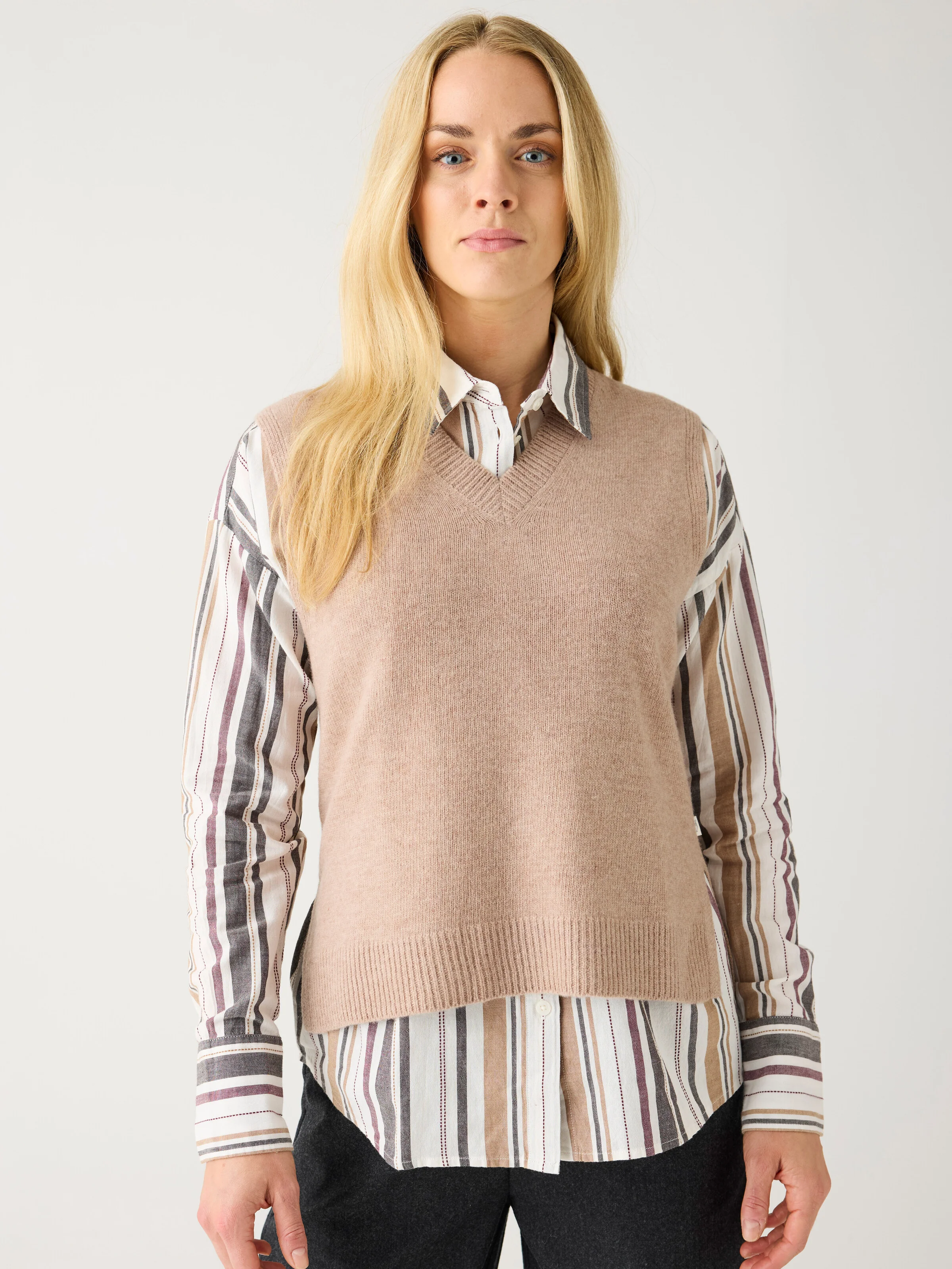 Lambswool vest RWS - Kelp melange - Image 2