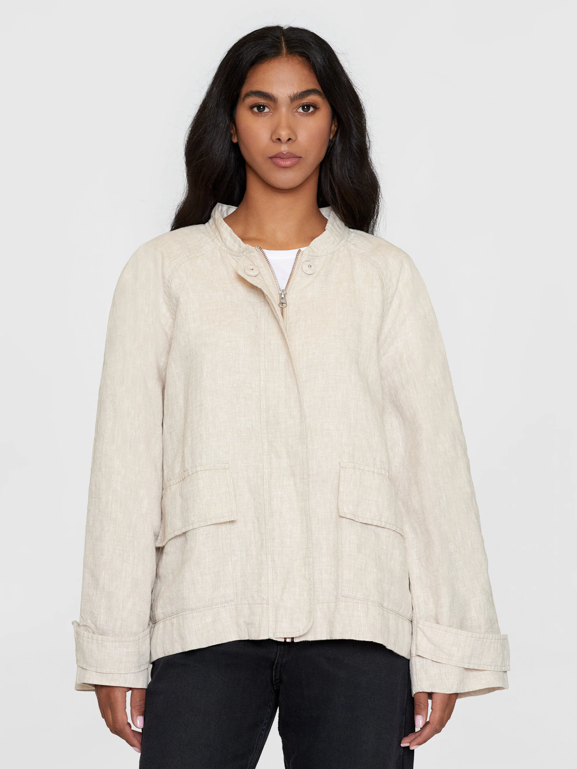 Linen bomber jacket - GOTS/Vegan - Light feather gray - Image 2
