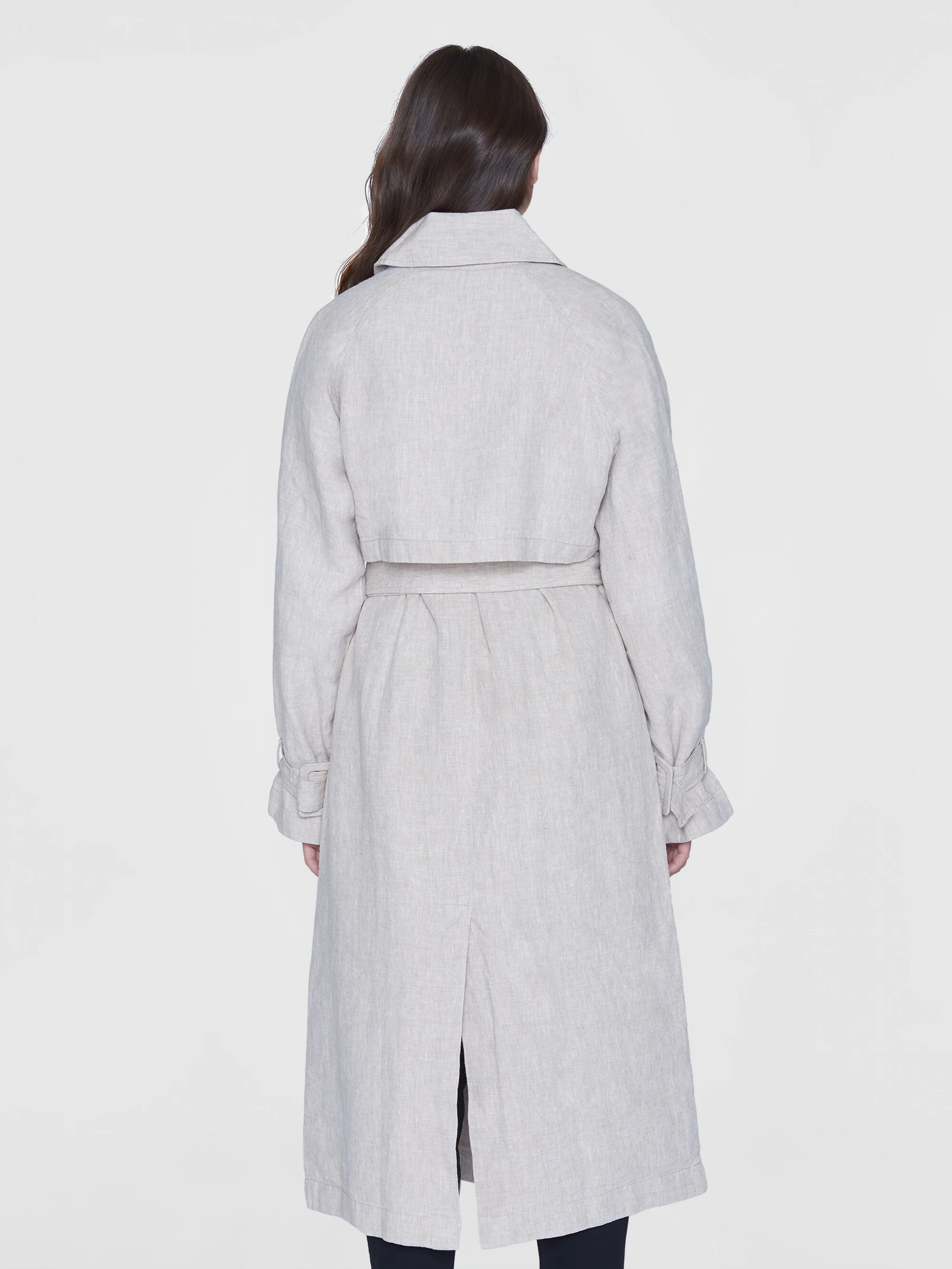 Linen trenchcoat - GOTS/Vegan - Light feather gray - Image 3