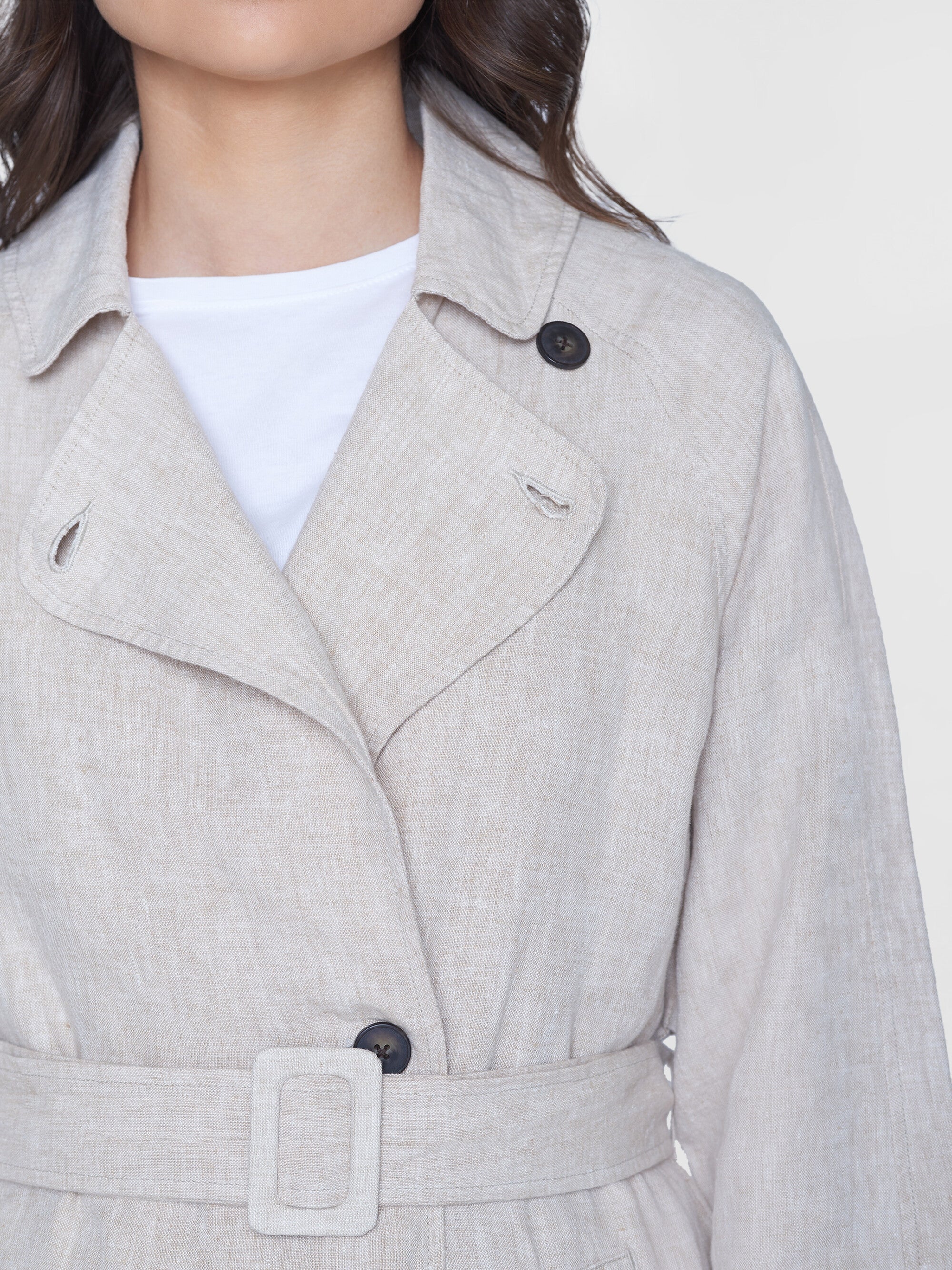 Linen trenchcoat - GOTS/Vegan - Light feather gray - Image 5