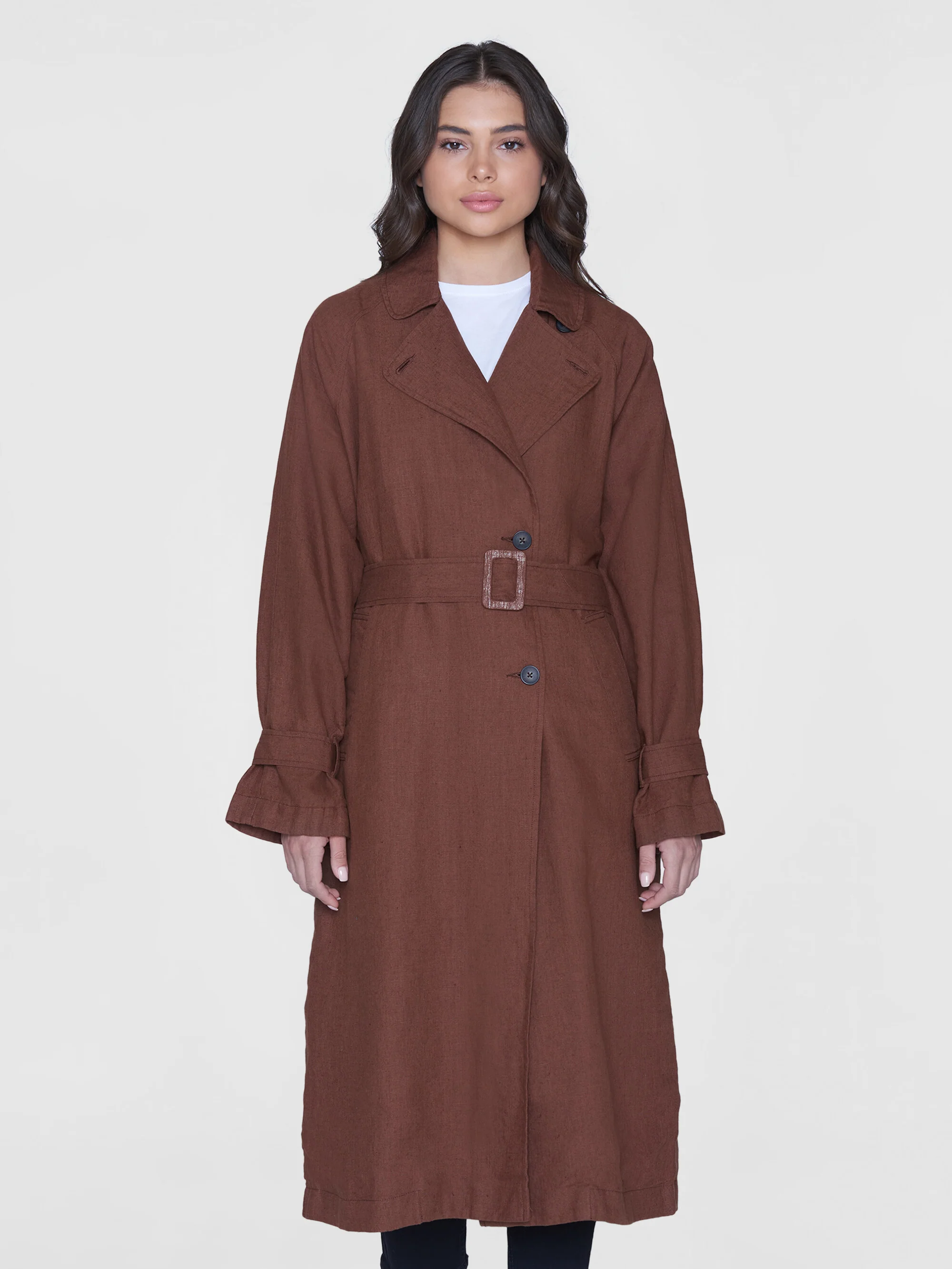 Linen trenchcoat - GOTS/Vegan - Tiramisu - Image 2