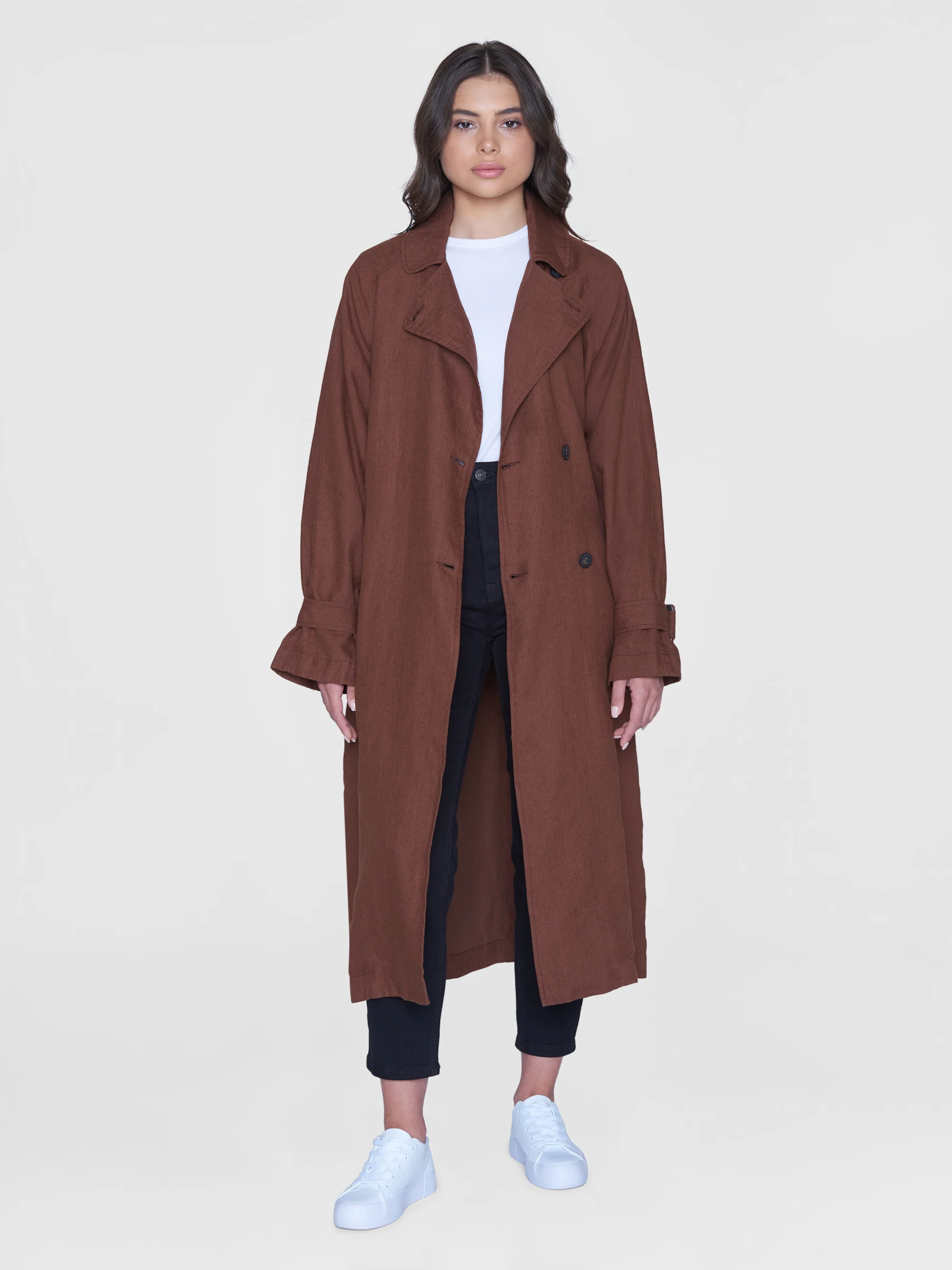Linen trenchcoat - GOTS/Vegan - Tiramisu - Image 4