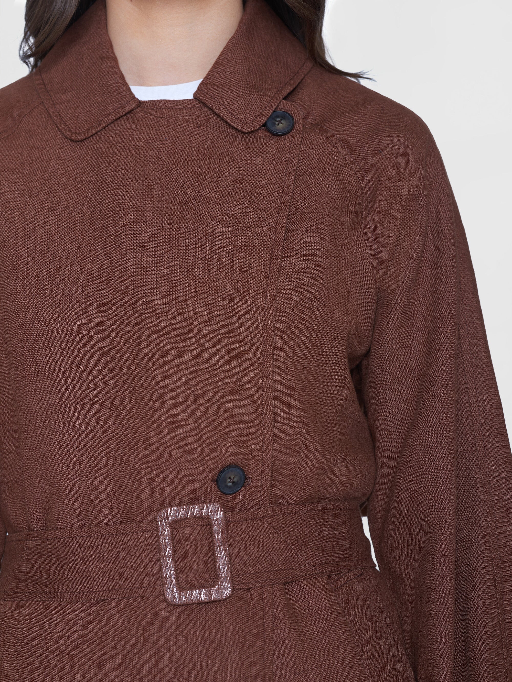 Linen trenchcoat - GOTS/Vegan - Tiramisu - Image 5