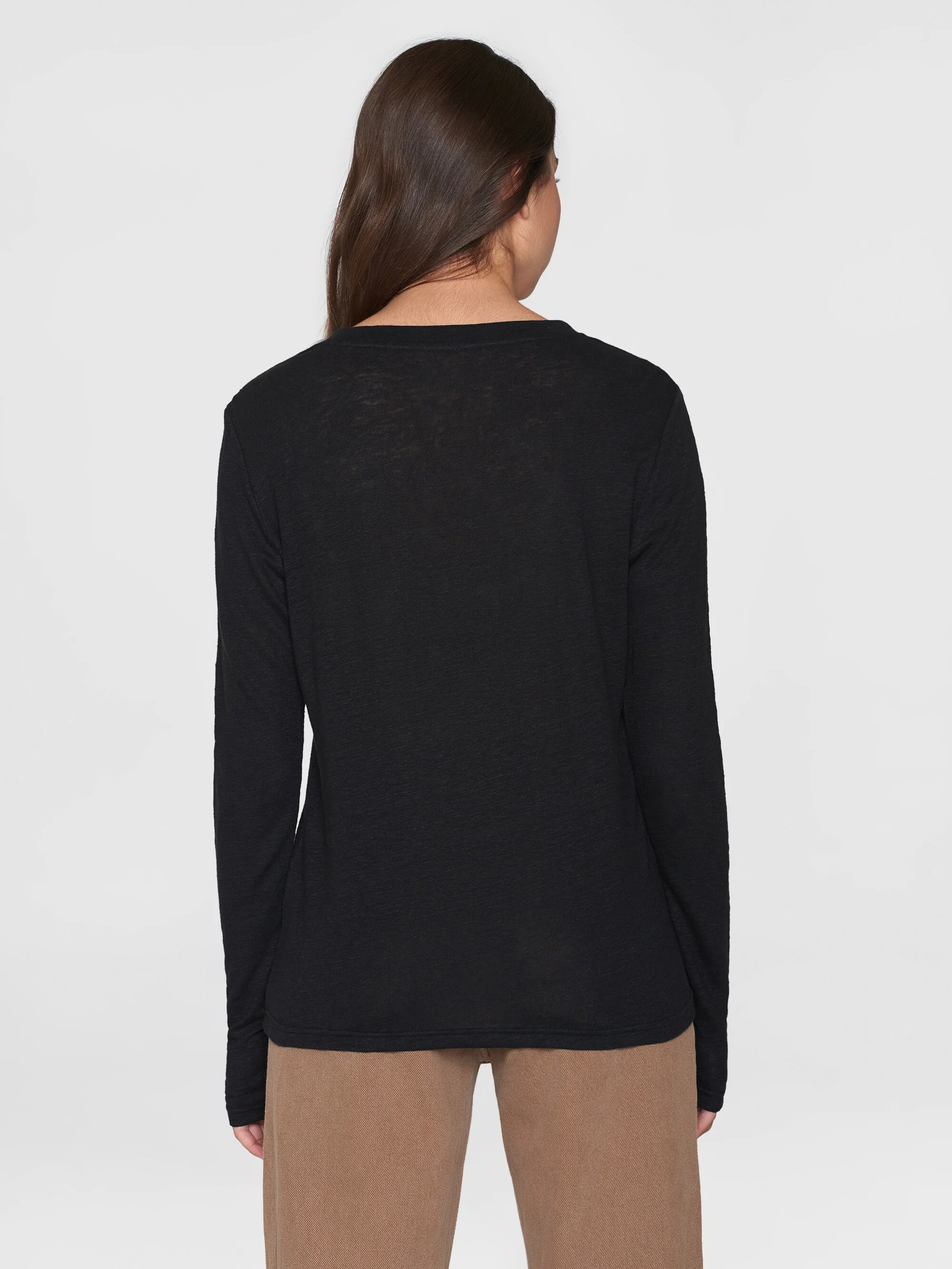 Long sleeve linen t-shirt - GOTS/Vegan - Black Jet - Image 3