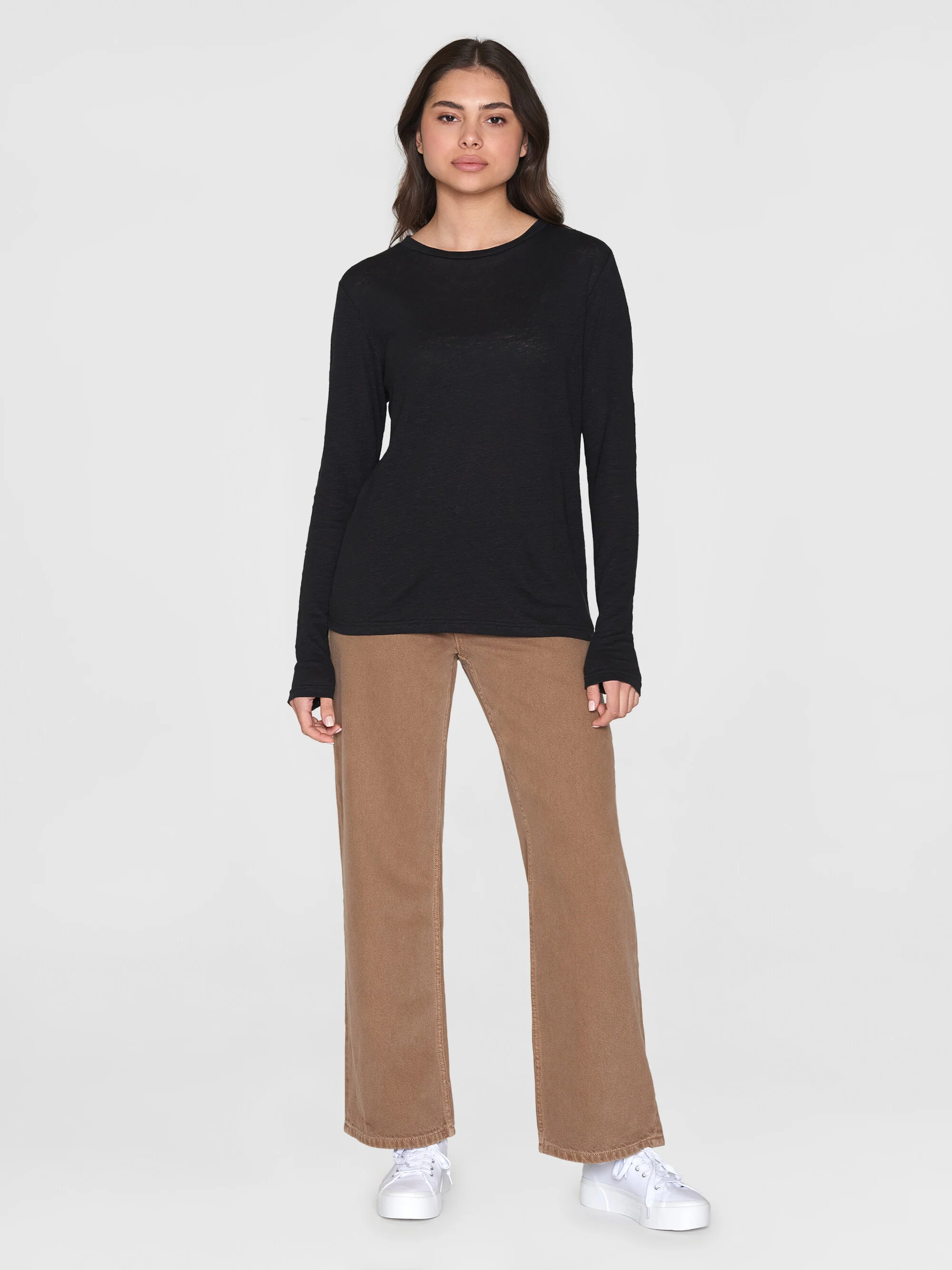 Long sleeve linen t-shirt - GOTS/Vegan - Black Jet - Image 4