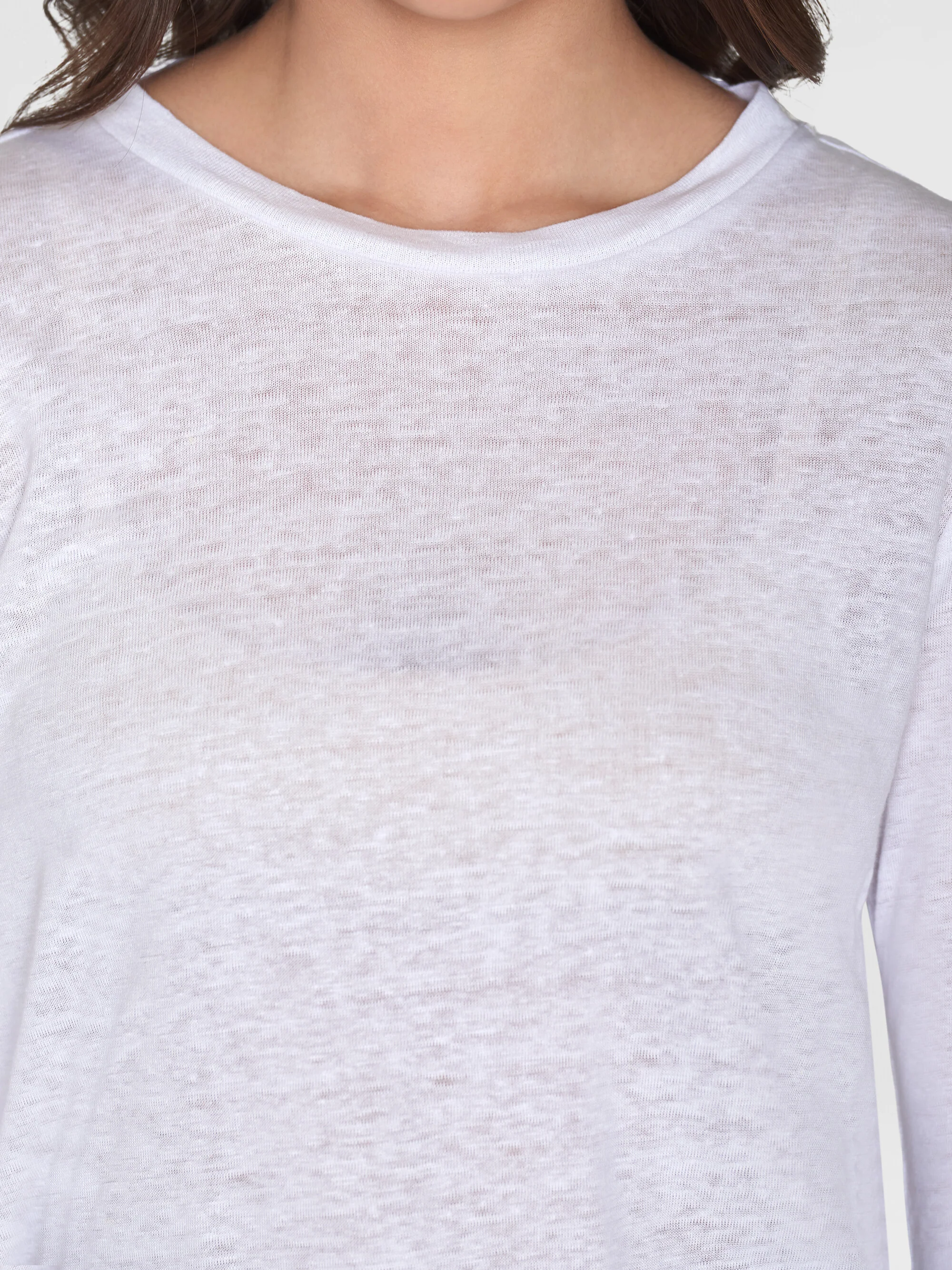 Long sleeve linen t-shirt - GOTS/Vegan - Bright White - Image 5