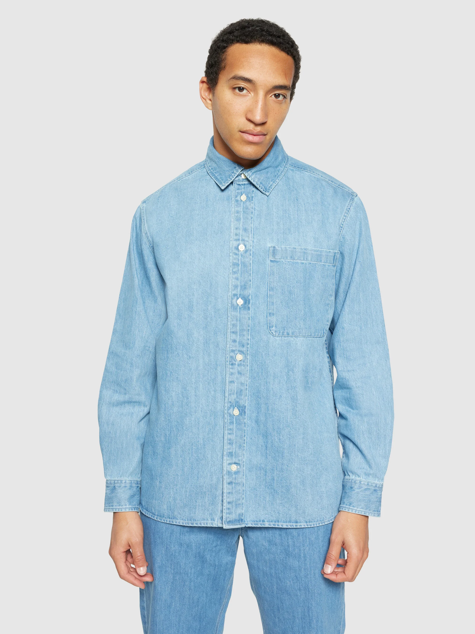 Organic Cotton Natural Indigo Denim Shirt GOTS - Light Blue denim - Image 2