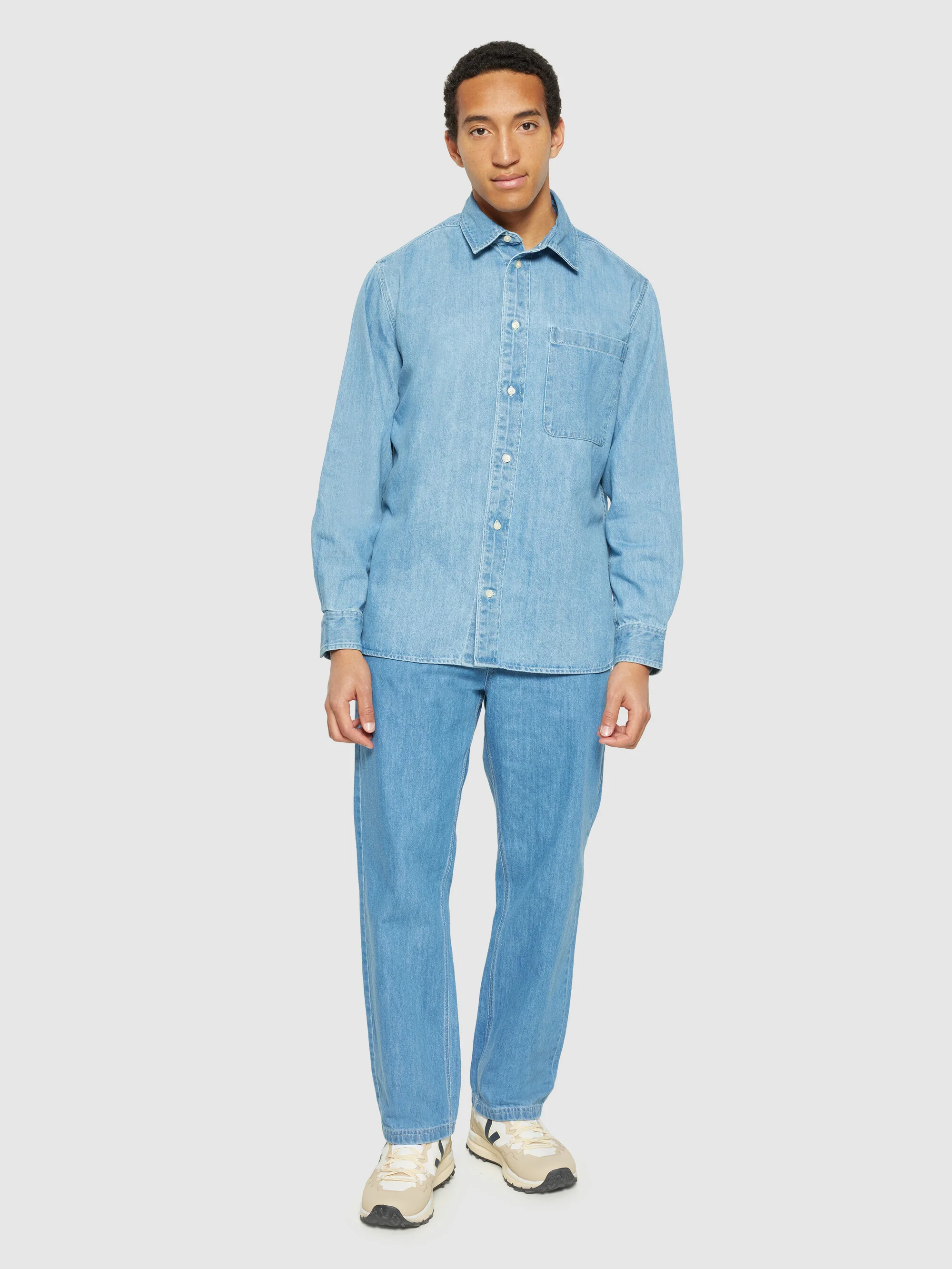 Organic Cotton Natural Indigo Denim Shirt GOTS - Light Blue denim - Image 4
