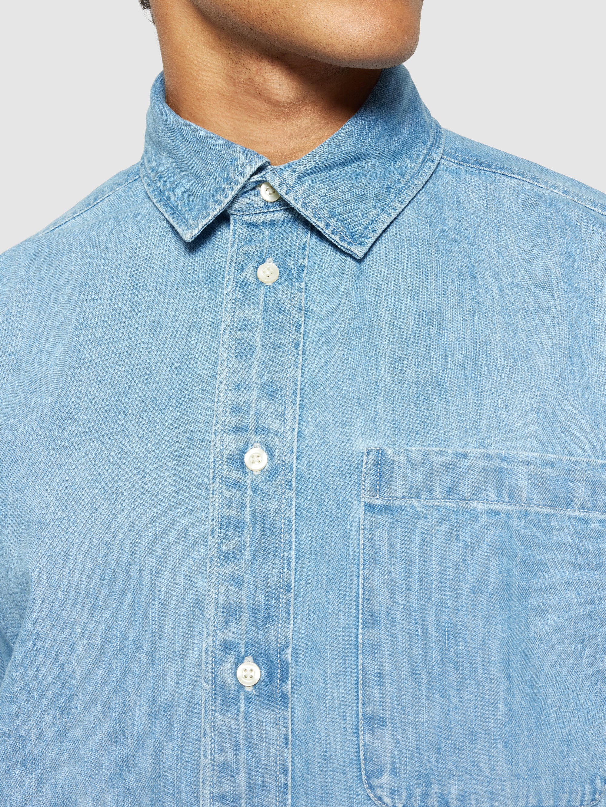 Organic Cotton Natural Indigo Denim Shirt GOTS - Light Blue denim - Image 5
