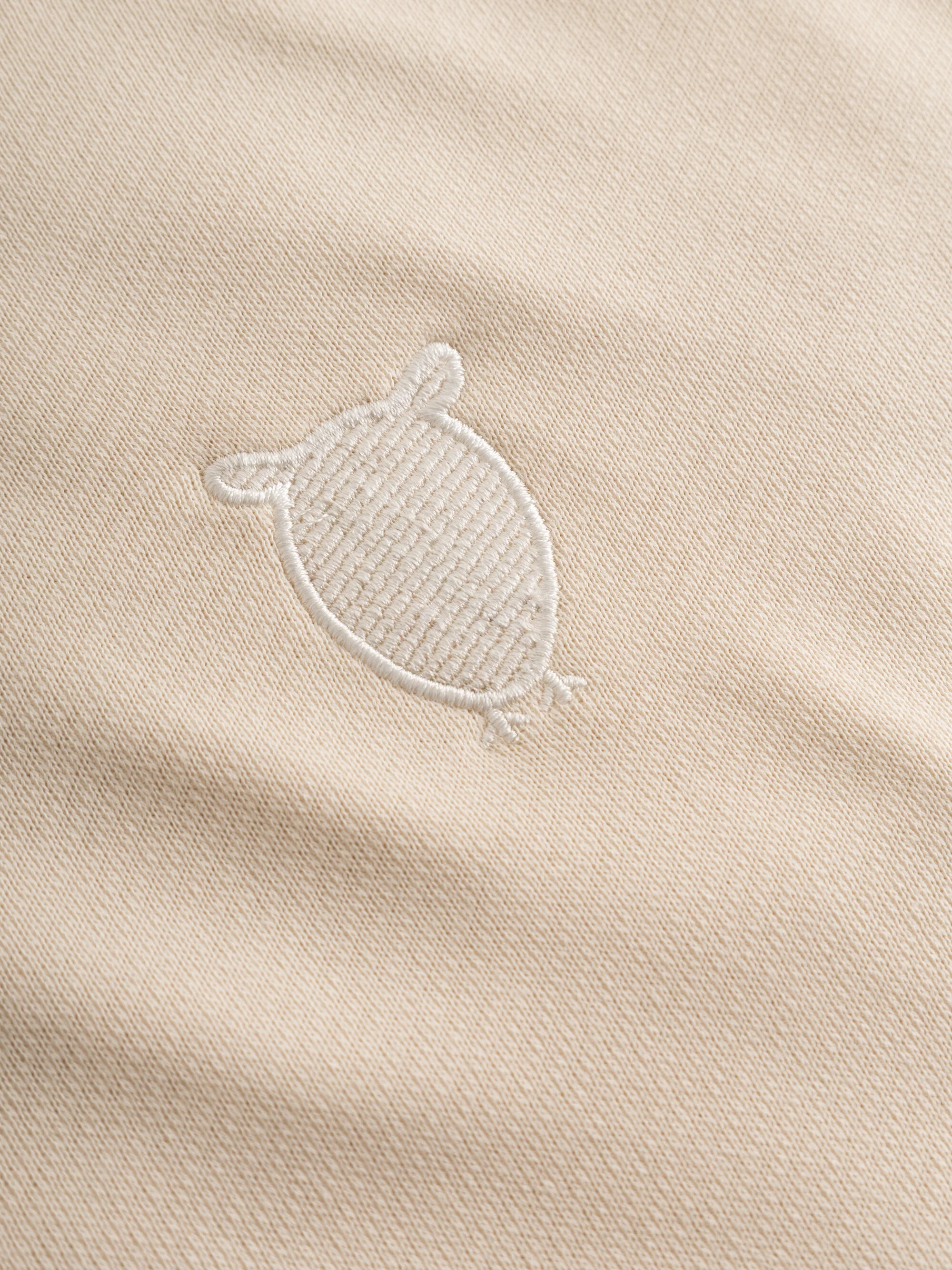 Loose fit hood kangaroo pocket sweat with embroidery at chest - Buttercream - Image 6