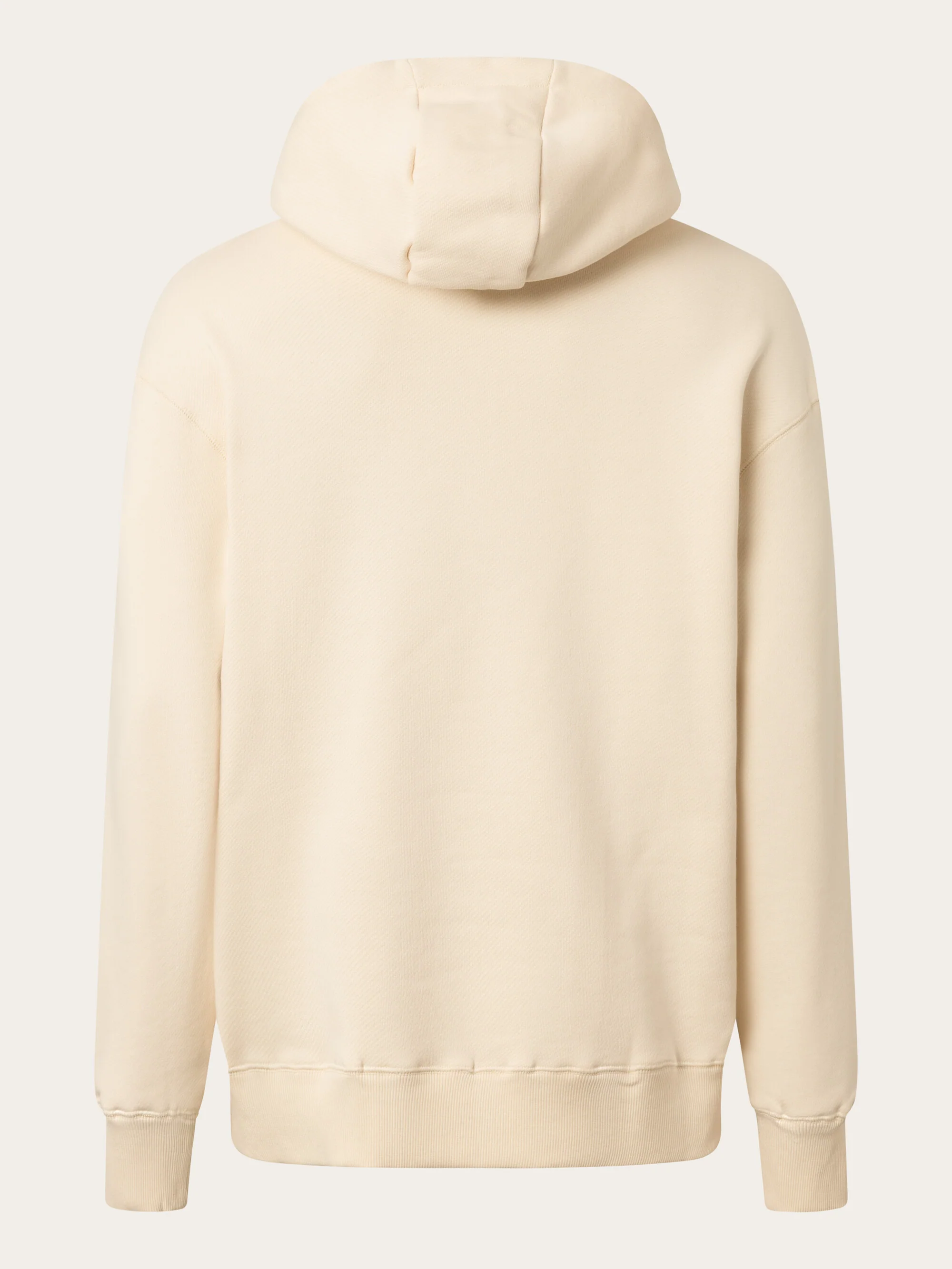 Loose fit hood kangaroo pocket sweat with embroidery at chest - Buttercream - Image 8
