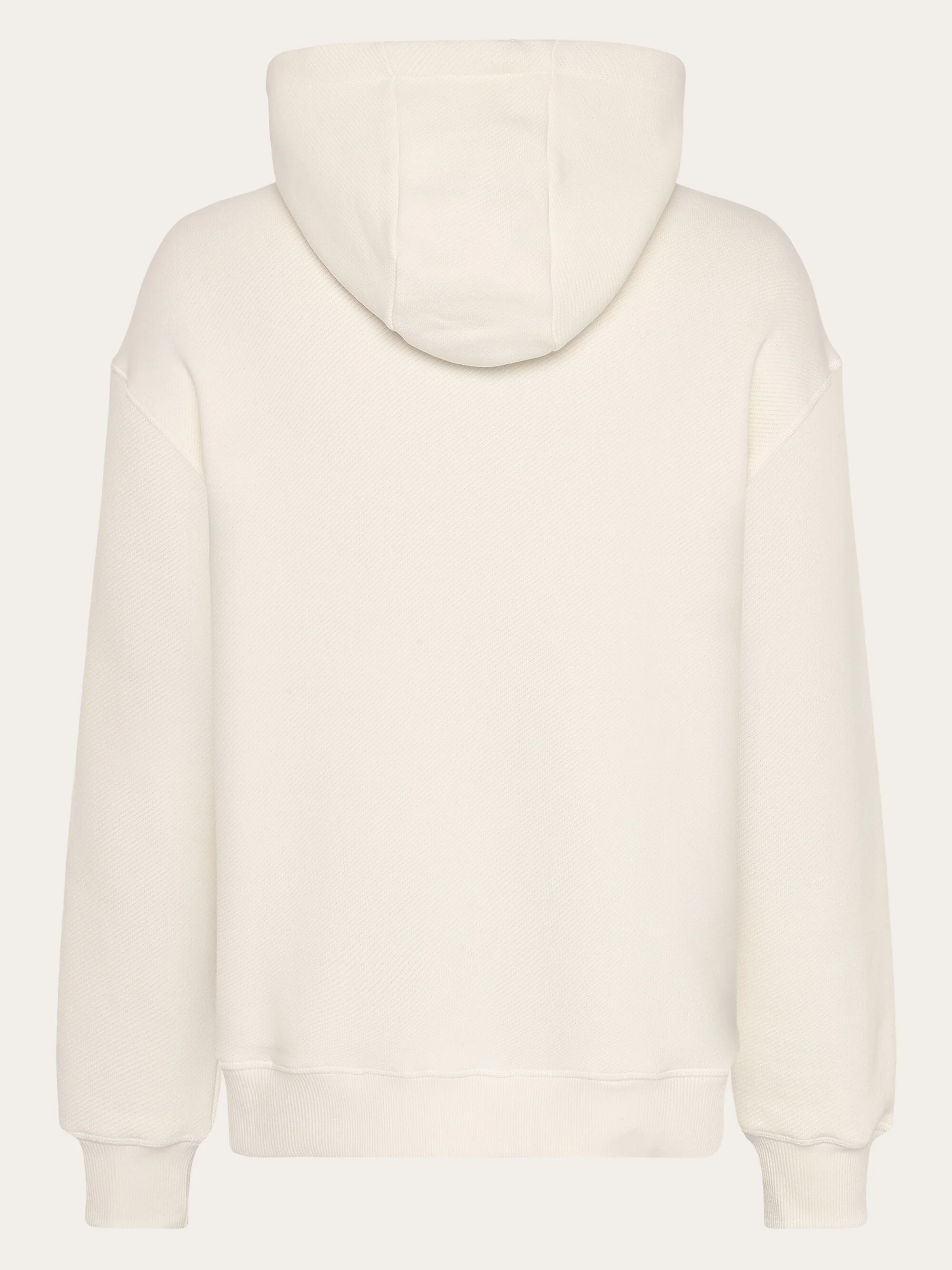 Loose fit hood kangaroo pocket sweat with embroidery at chest - Egret - Image 3
