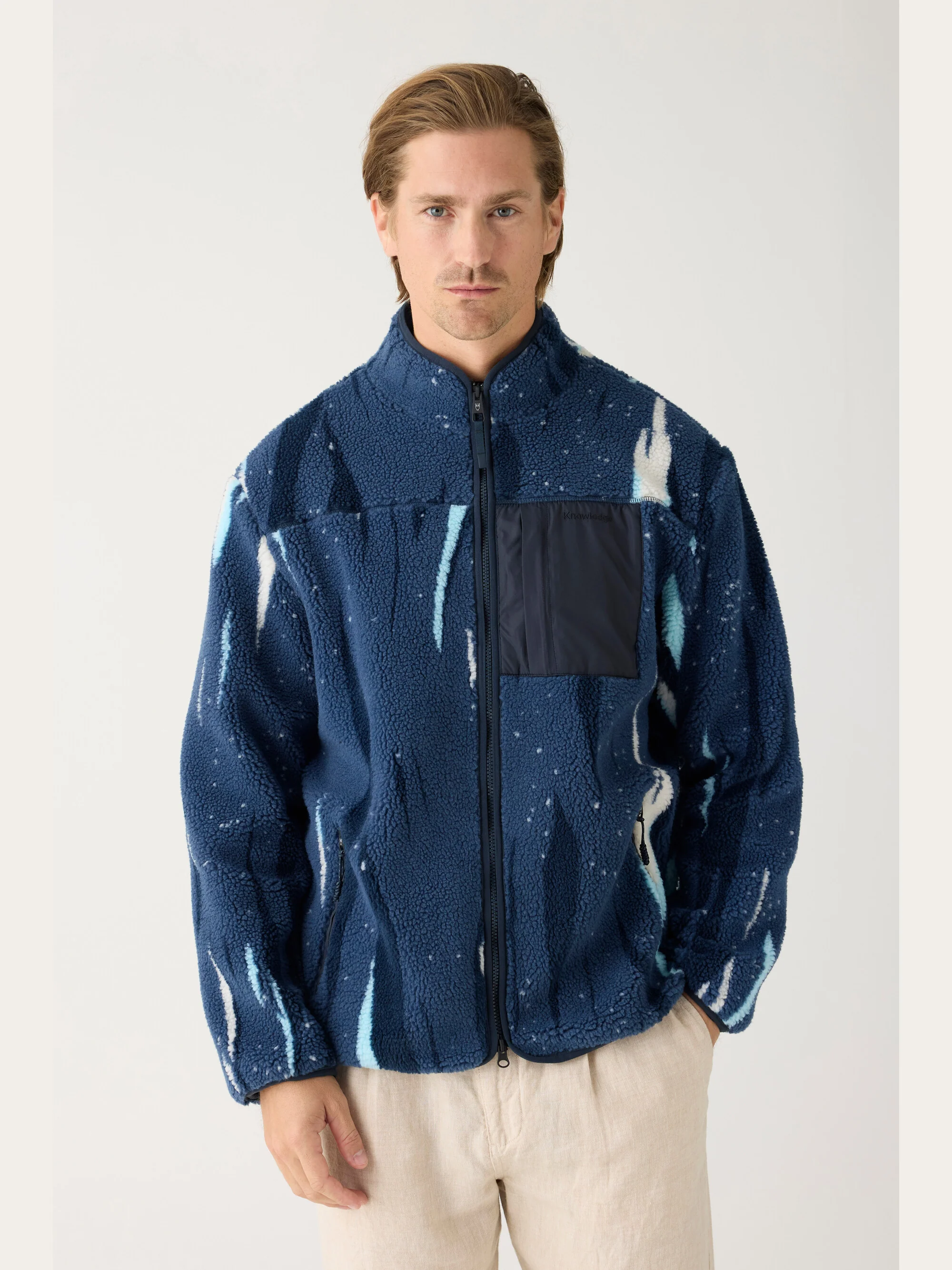 Loose fit Northern Lights zip fleece - GRS - Blue - Image 4
