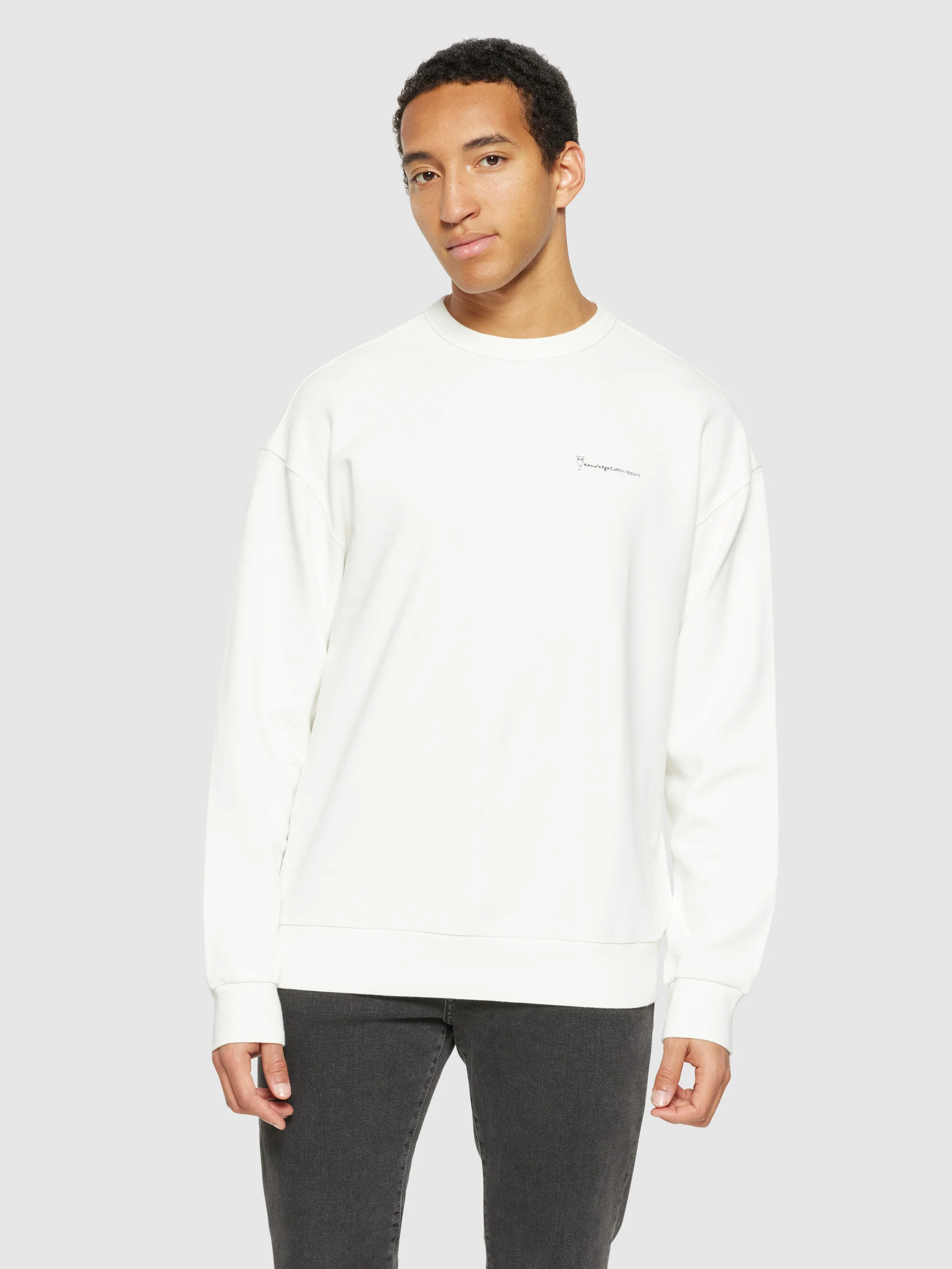 Loose fit sweat owl chill camp print - Regenerative Organic Certified® - GOTS/Vegan - Egret - Image 3