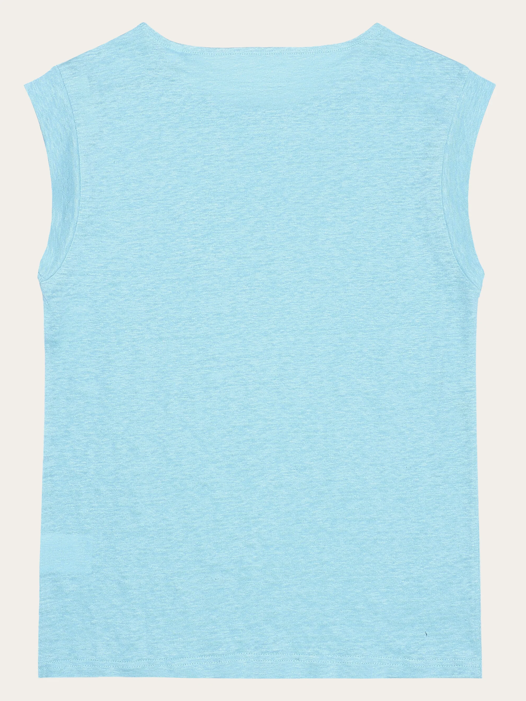 Loose fold up linen t-shirt - Aqua-Esque - Image 3