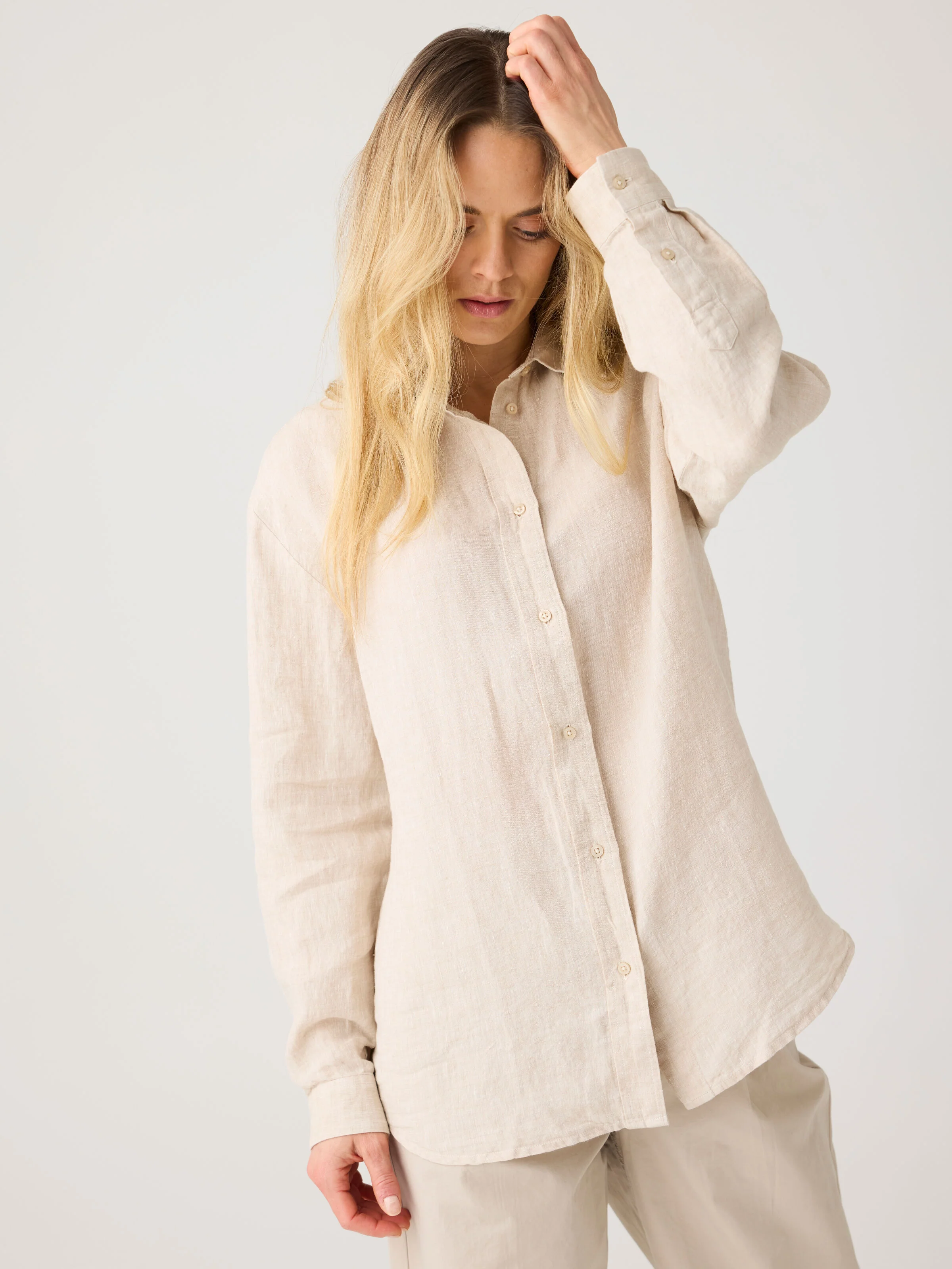 Loose linen shirt - Yarndyed - Light feather gray - Image 4