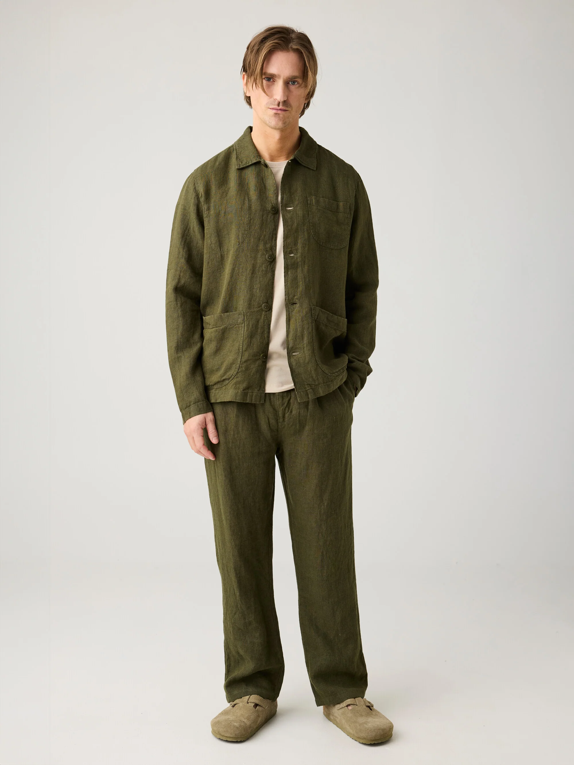 Loose linen pant - Burned Olive - Image 3