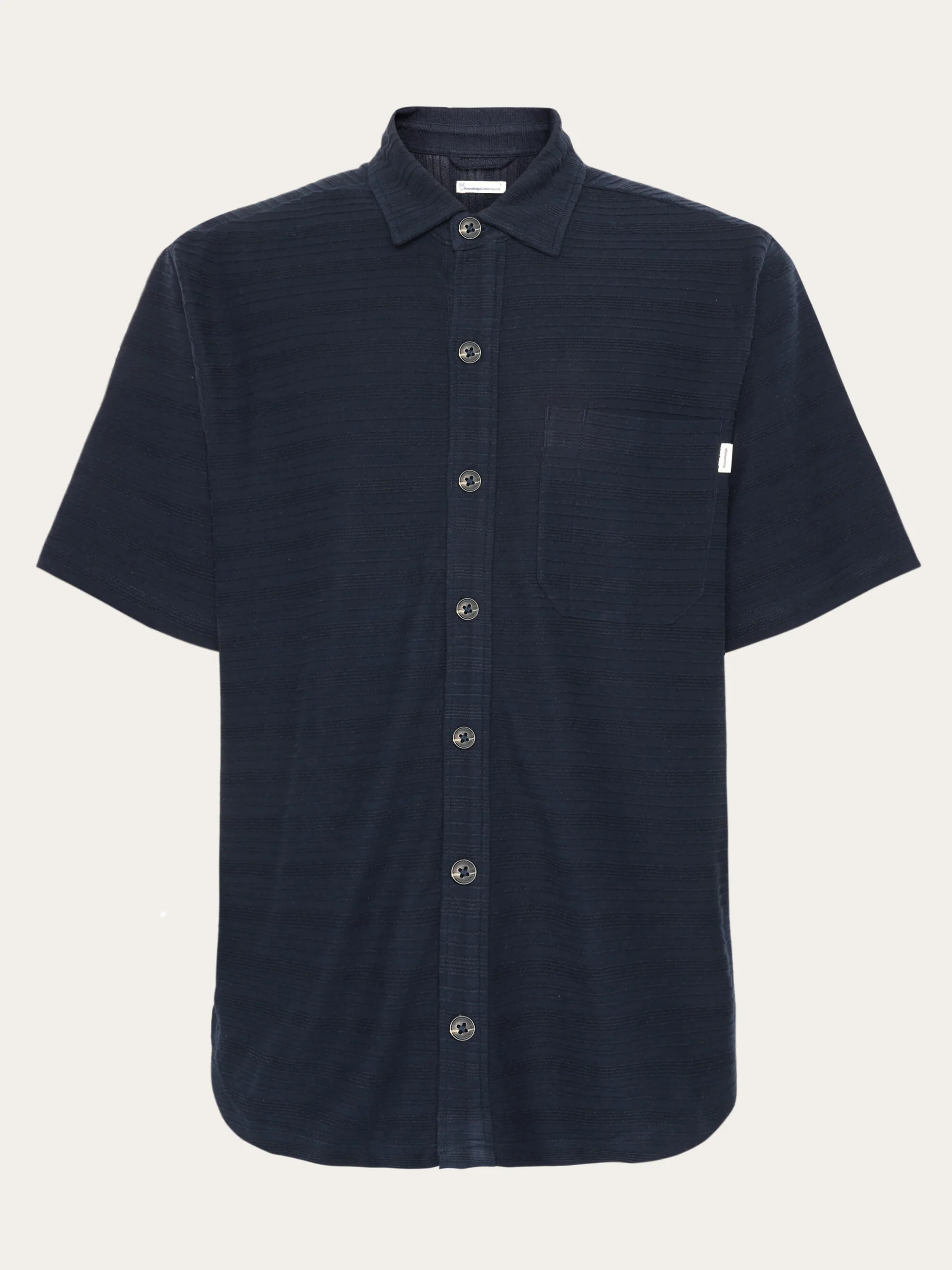 Loose short sleeve cotton solid striped jersey shirt GOTS/Vegan - Night Sky