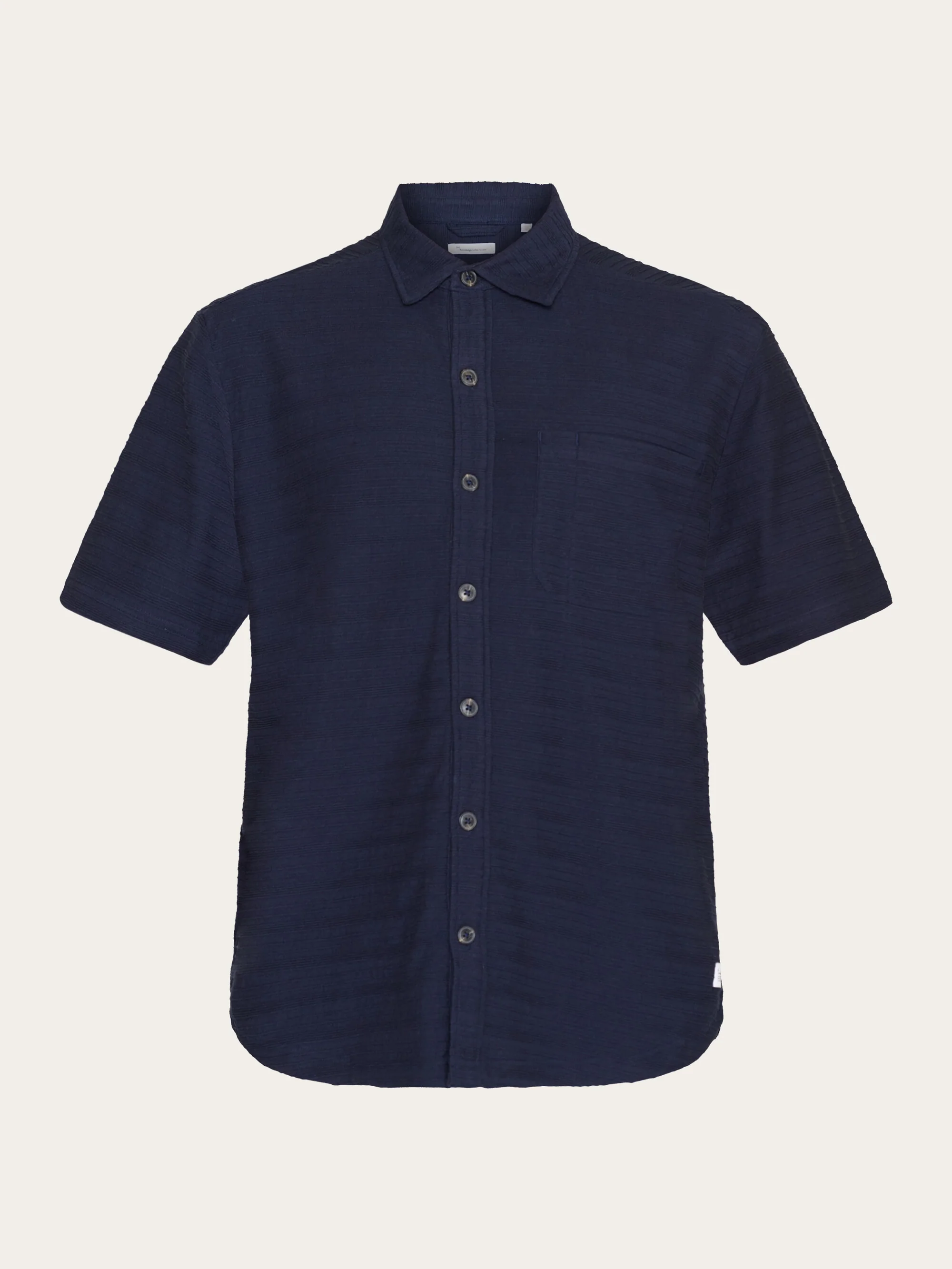 Loose short sleeve cotton solid striped jersey shirt GOTS/Vegan - Night Sky - Image 2