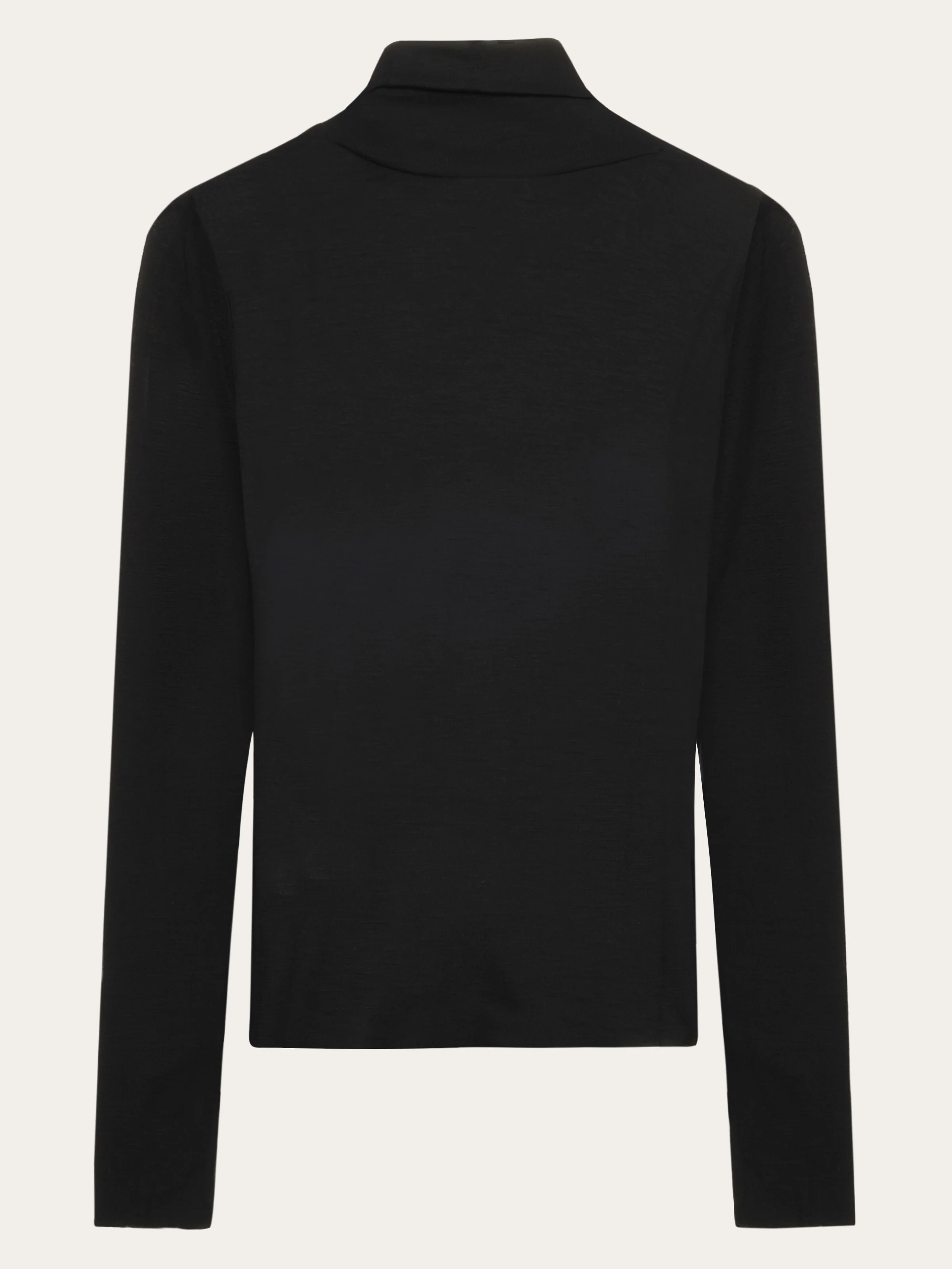 Merino rib long sleeve roll-neck - Black Jet