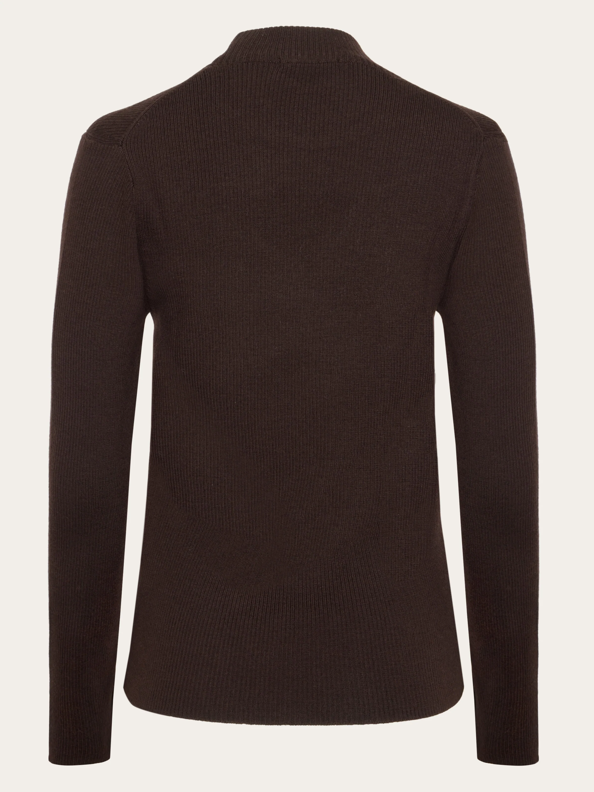 Merino rib mock neck long sleeve t-shirt - Chocolate Torte - Image 4