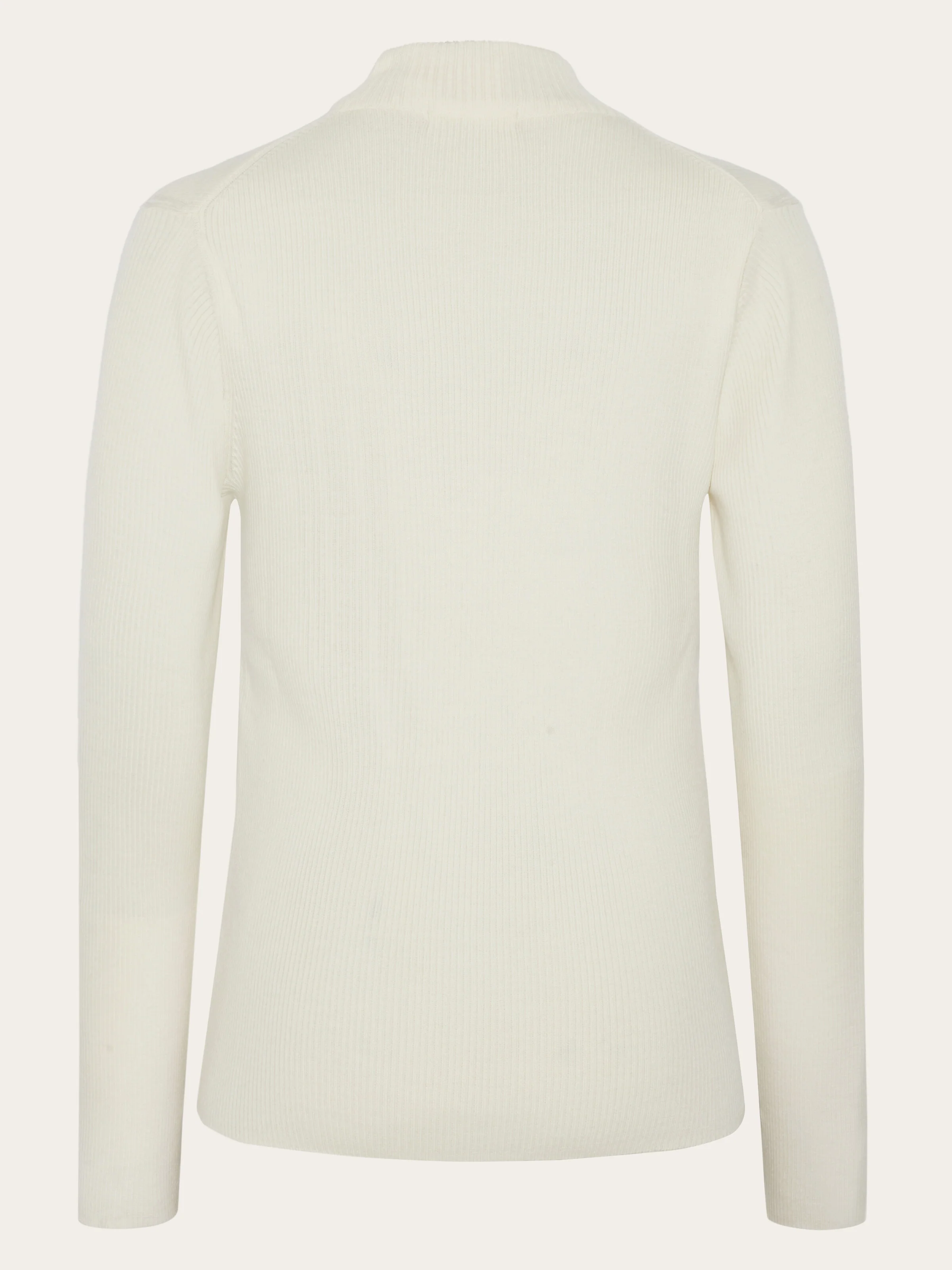 Merino rib mock neck long sleeve t-shirt - Egret - Image 2