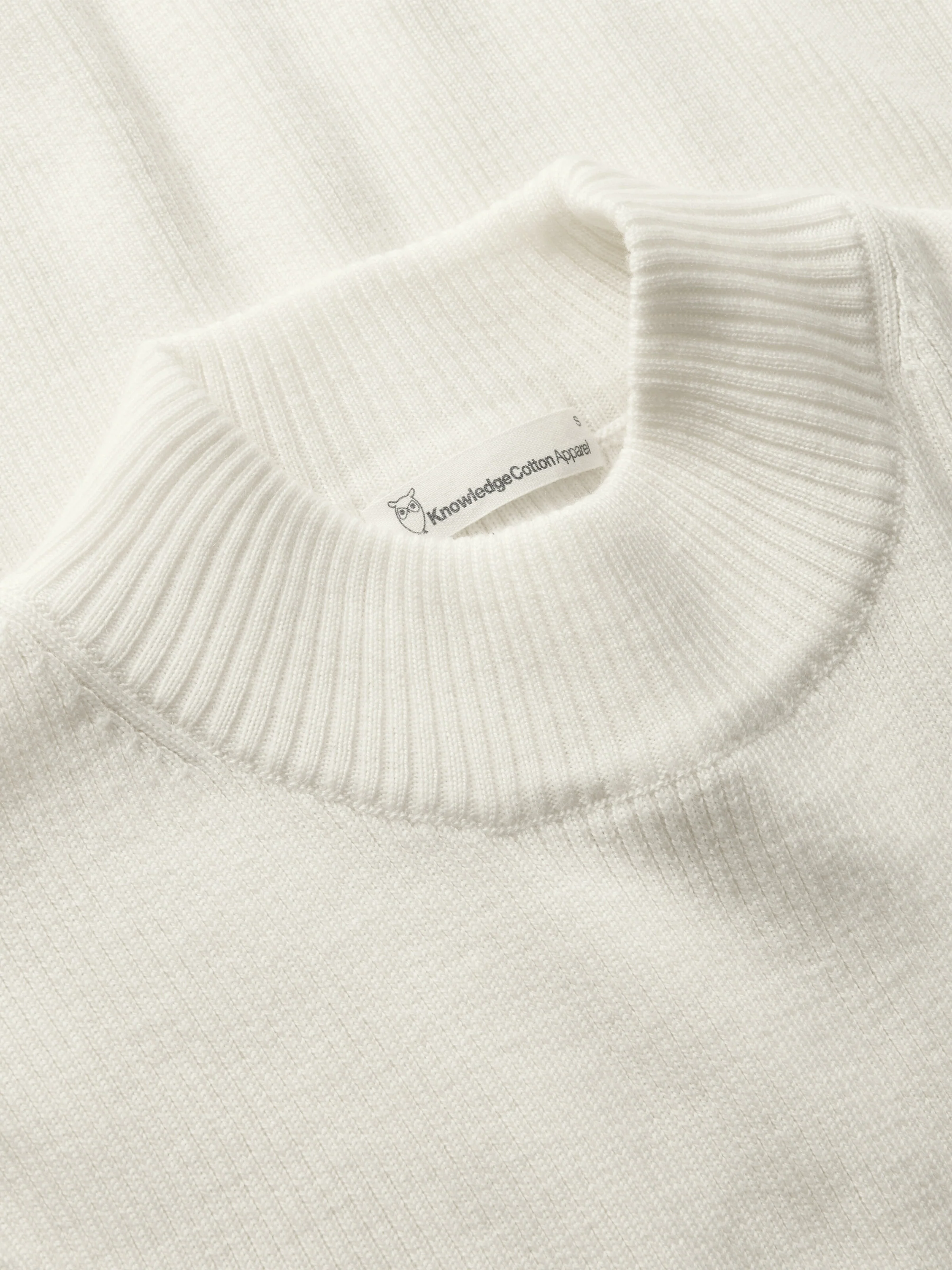 Merino rib mock neck long sleeve t-shirt - Egret - Image 3