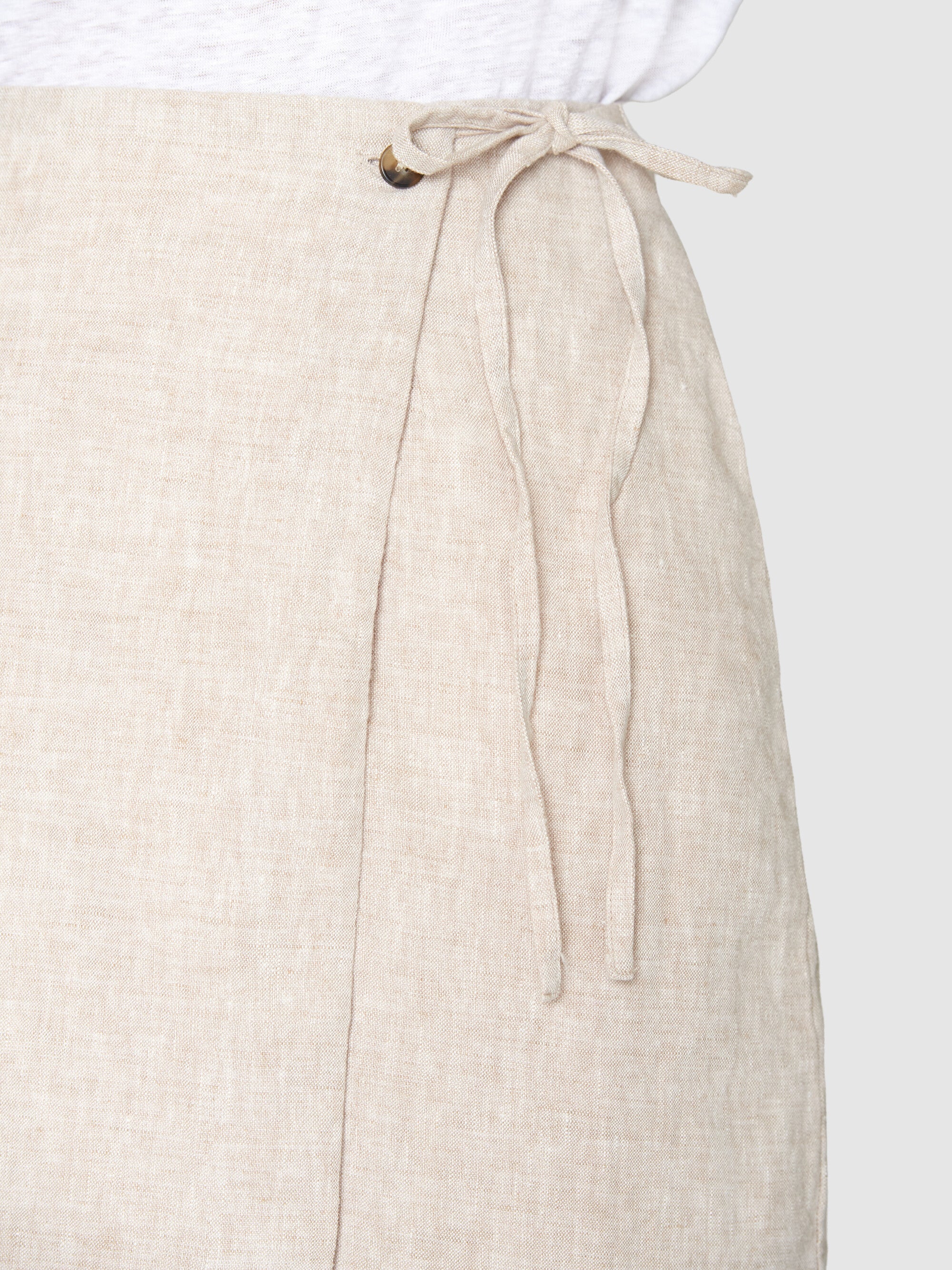 Natural linen wrap skirt - Light feather gray - Image 5
