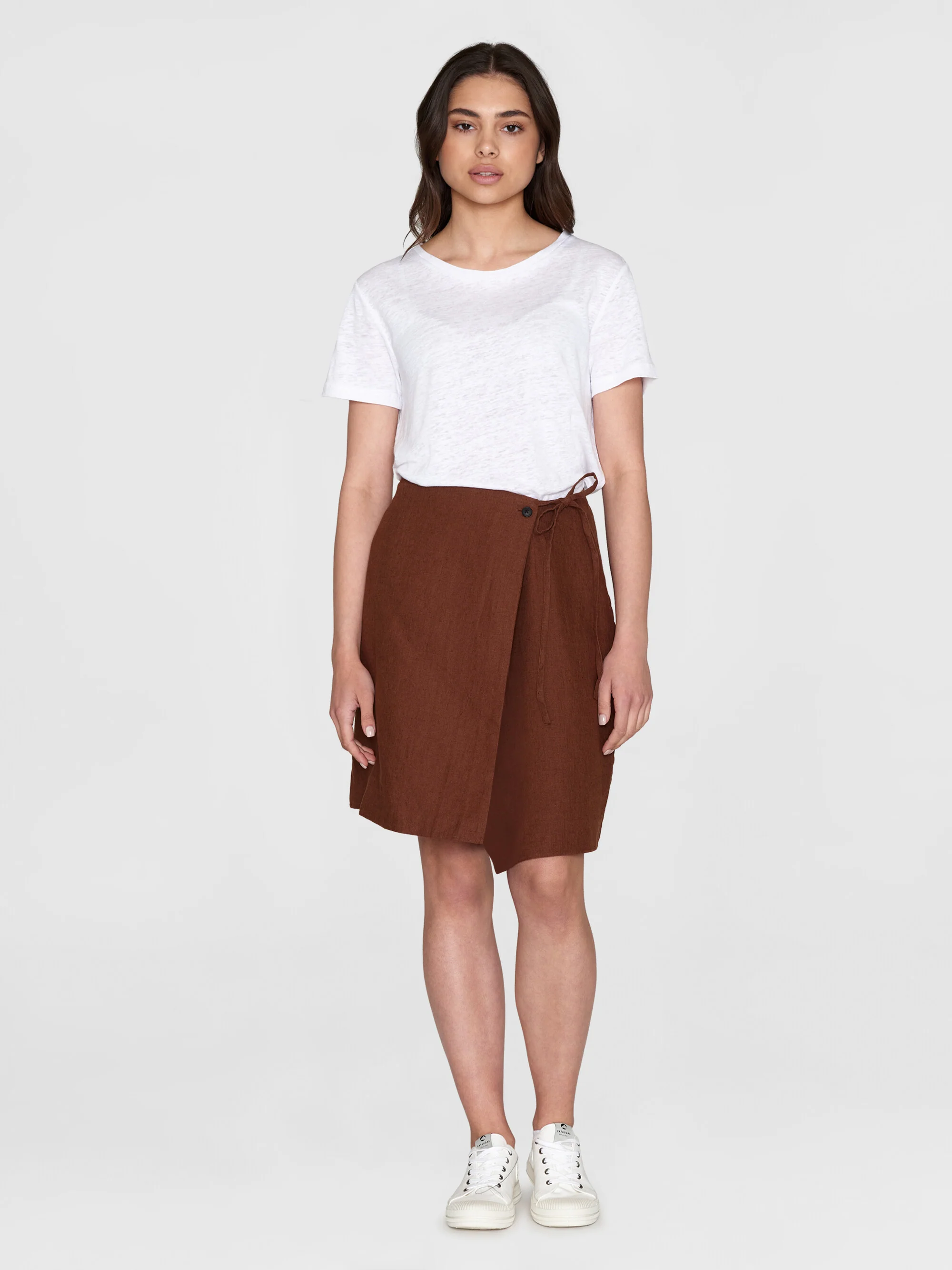 Natural linen wrap skirt - Tiramisu - Image 4