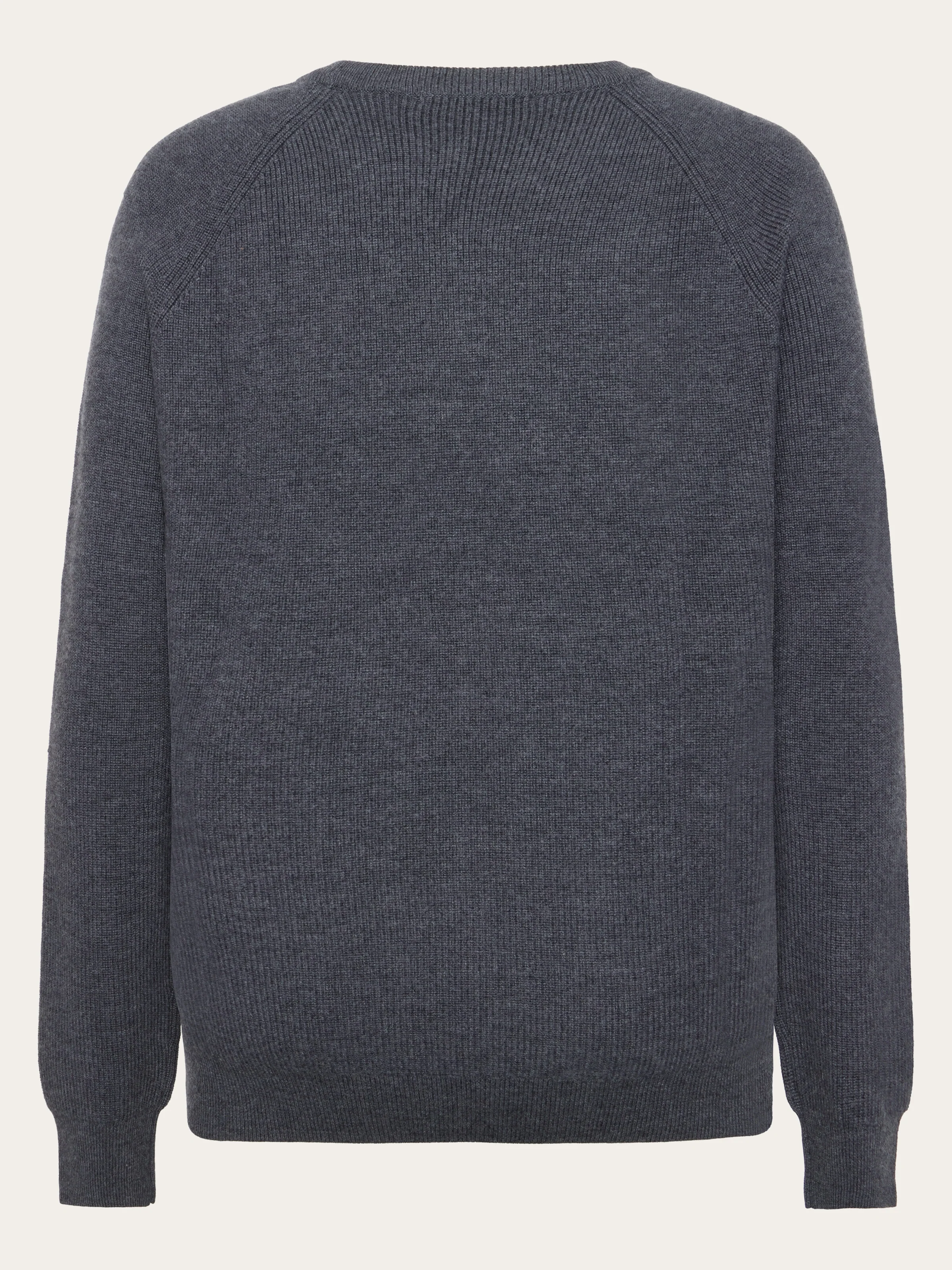 O-neck merino wool rib knit - Dark Grey Melange - Image 3