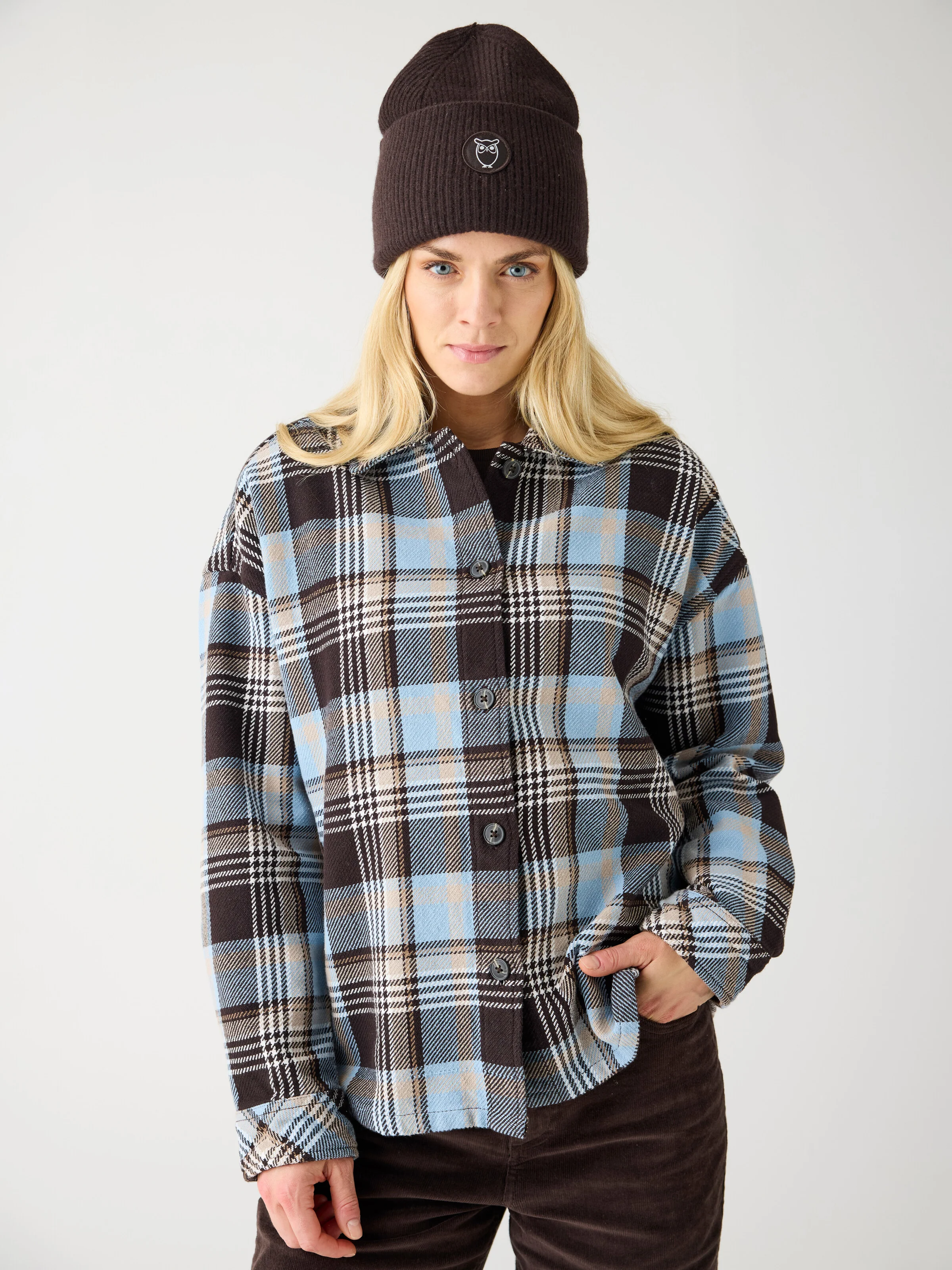 Organic Cotton Checked Flannel Overshirt GOTS - Brown check - Image 2