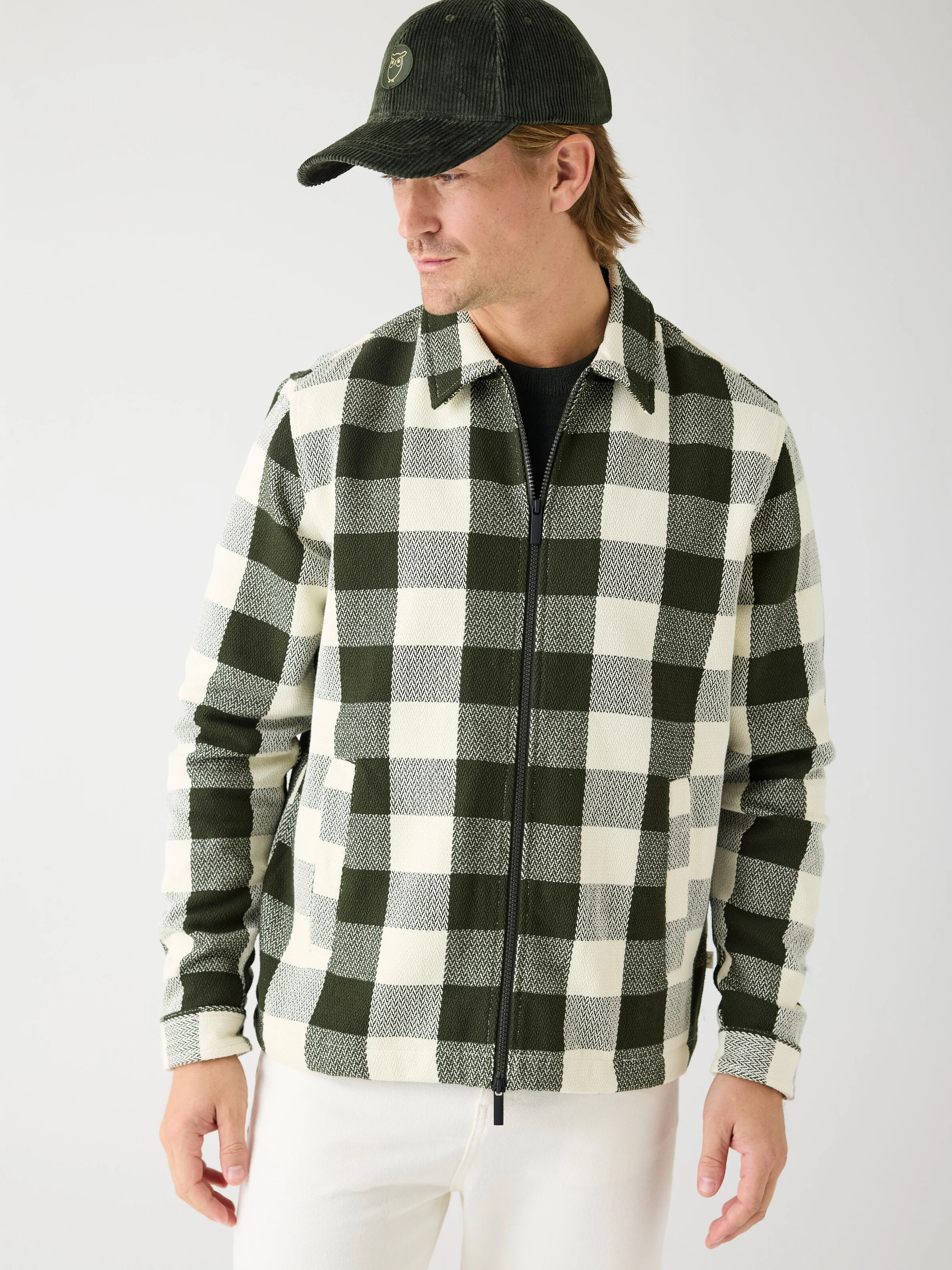 Organic Cotton Checked Flannel Overshirt GOTS - Green check - Image 2