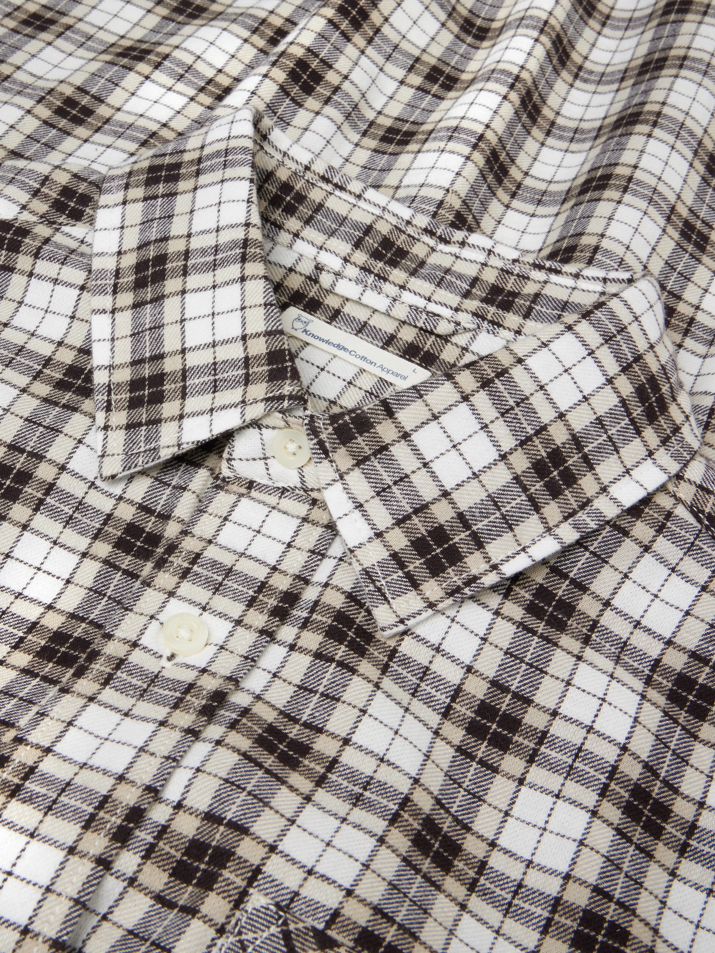 Organic Cotton Checked Flannel Shirt GOTS - Brown check - Image 3
